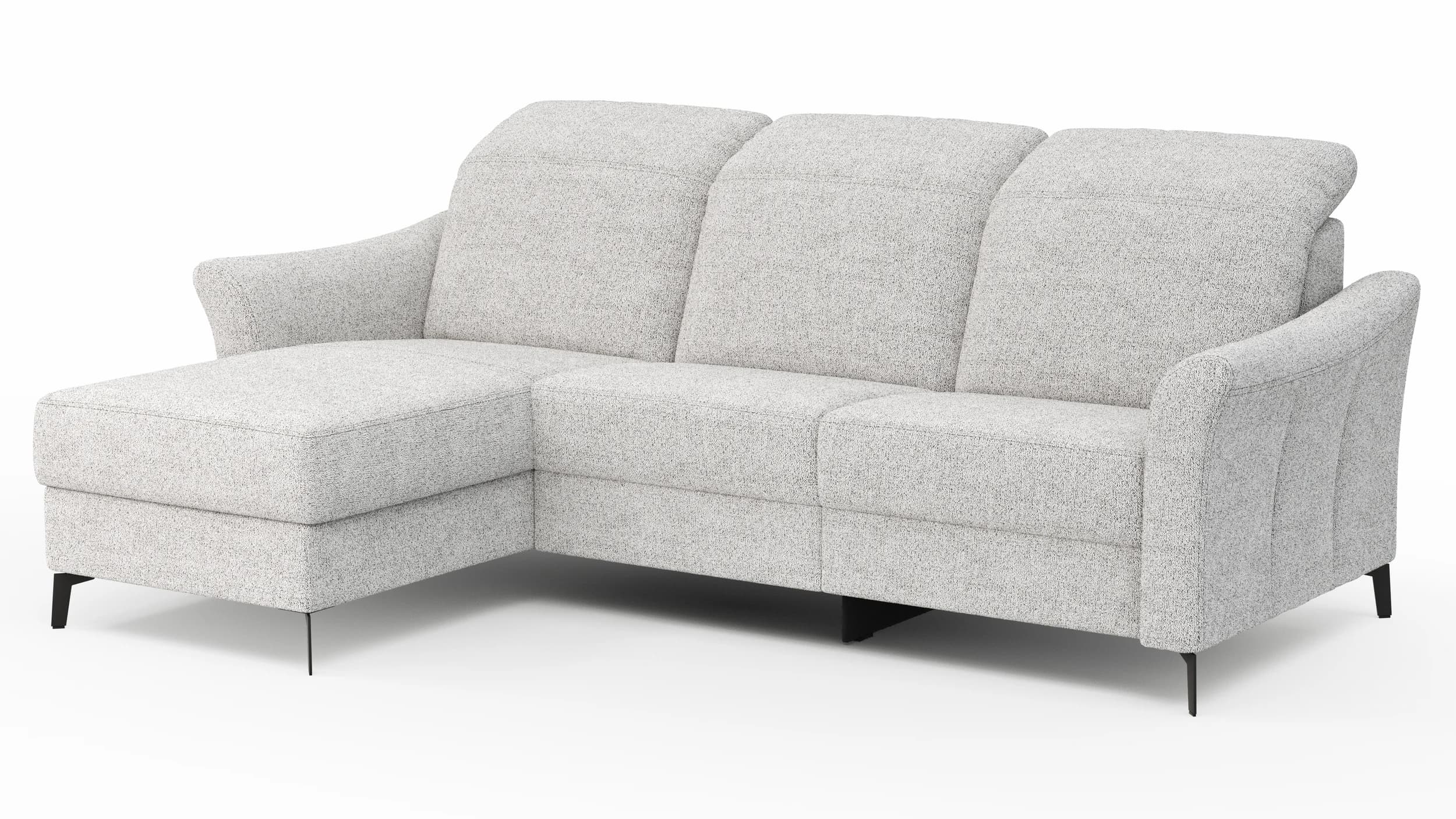 Ecksofa Canterbury - Longchair links mit 2,5-Sitzer, inkl. Relaxfunktion (motorisch) und Kopfteilverstellung, Stoff, Offwhite