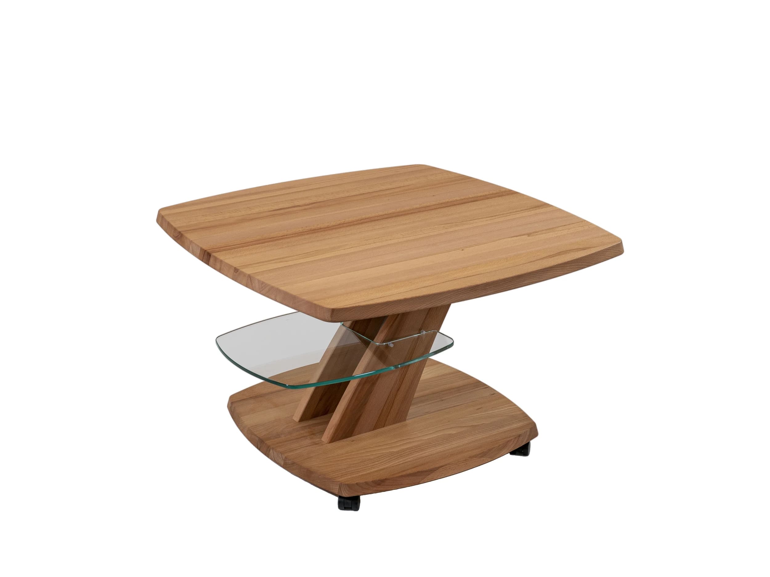 Couchtisch - höhenverstellbar, LBH ca. 70x70x47 cm, Wildeiche massiv