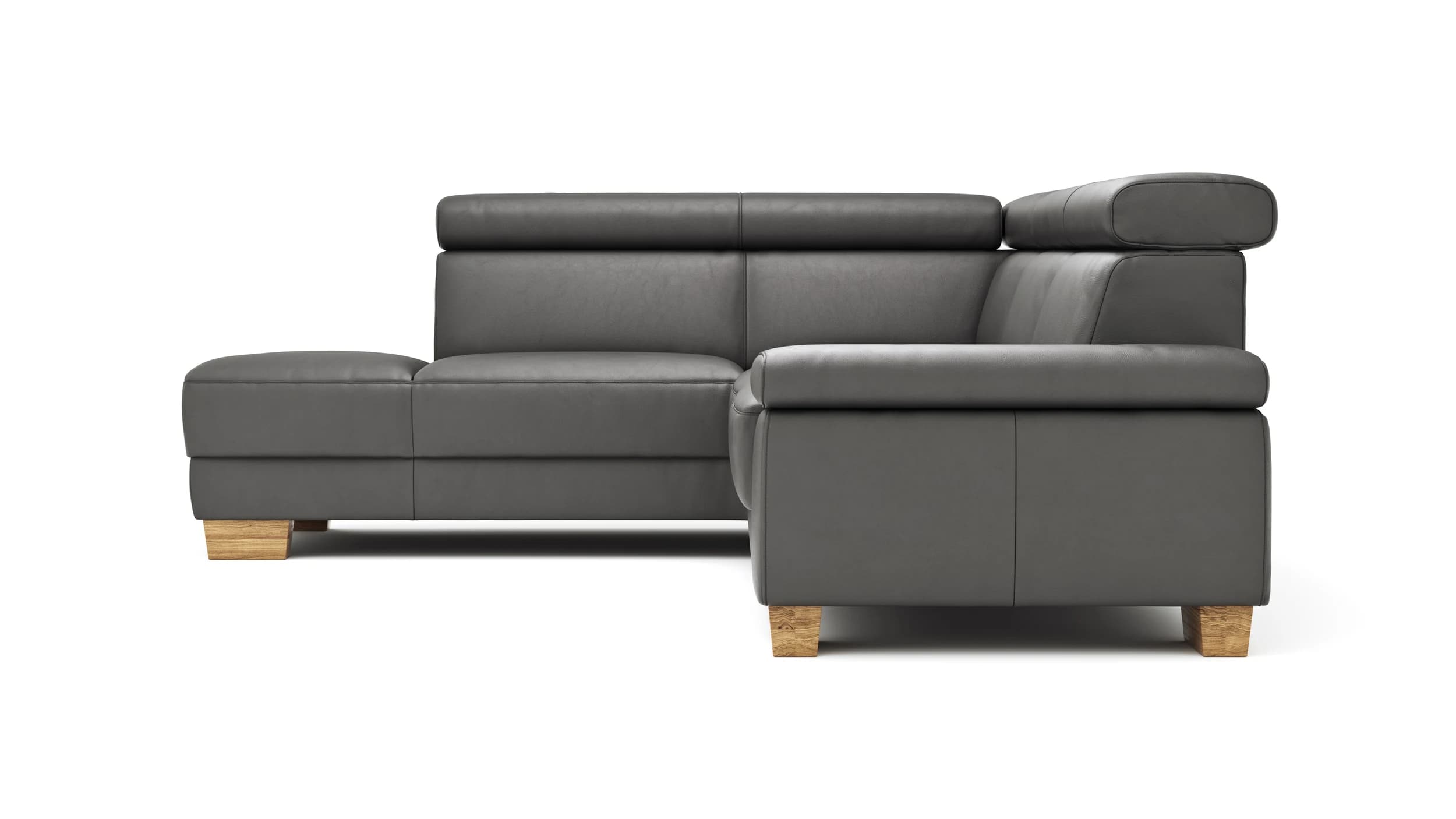 Ecksofa Philadelphia - Ecke links, 2,5-Sitzer, Kopfteil verstellbar (manuell), Sitzvorzug (motorisch),  Leder, Anthrazit
