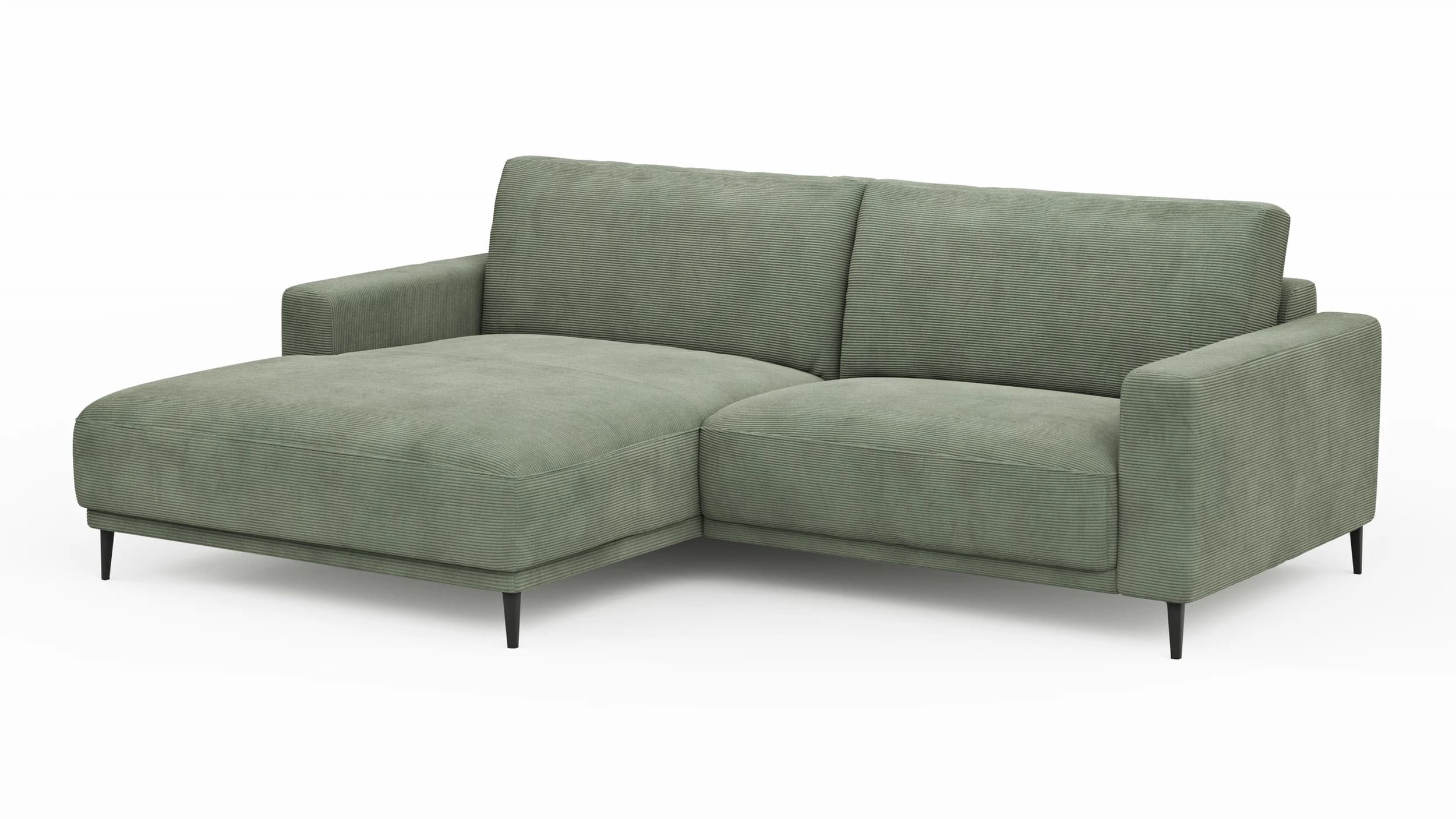 Ecksofa Solero 2.0 - Longchair mit 1,5-Sitzer rechts, Stoff, Olivgrün