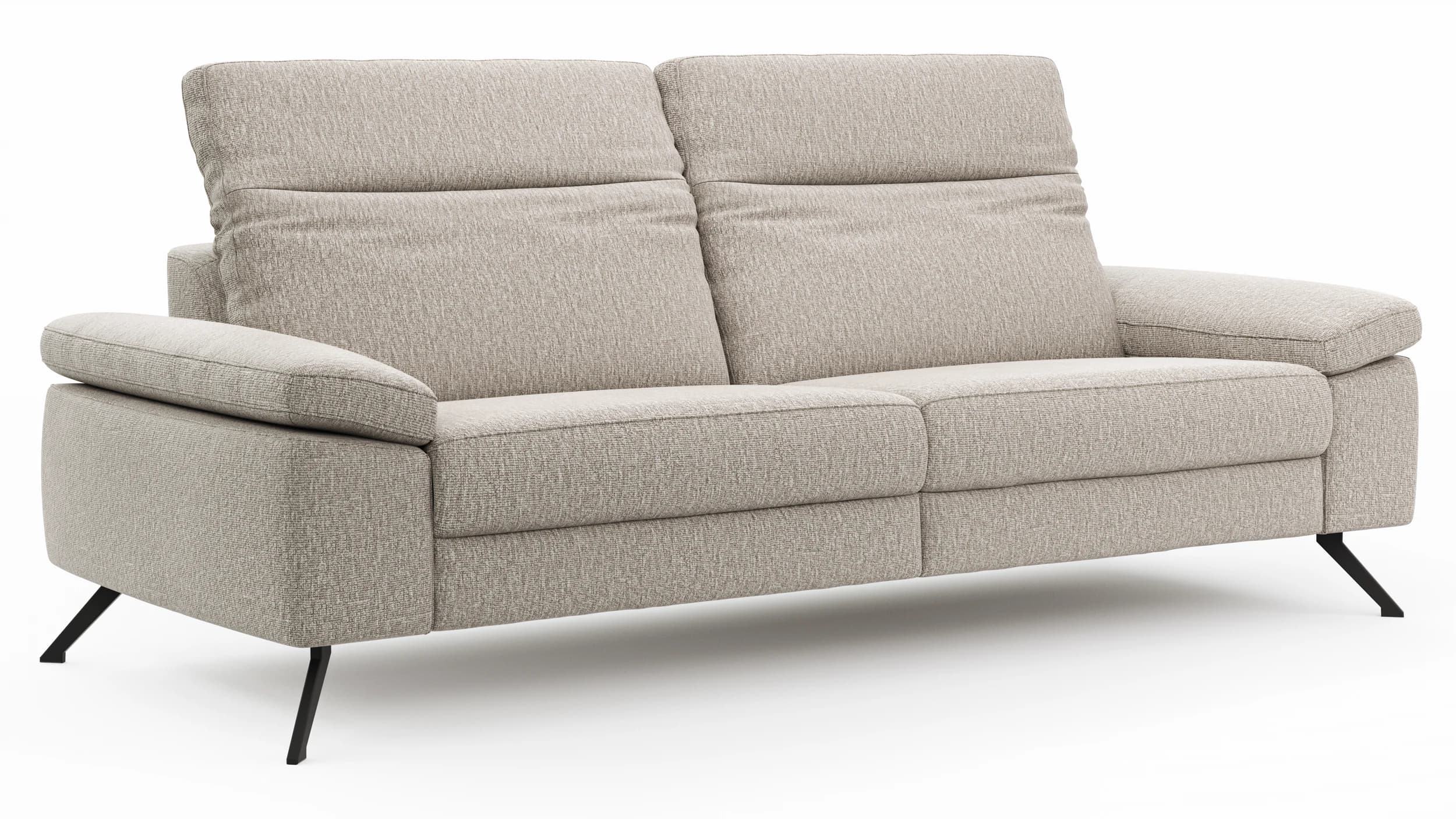 Sofa Rafaela 2.0 - 3-Sitzer inkl. Kopfteil verstellbar, Stoff, Champagner