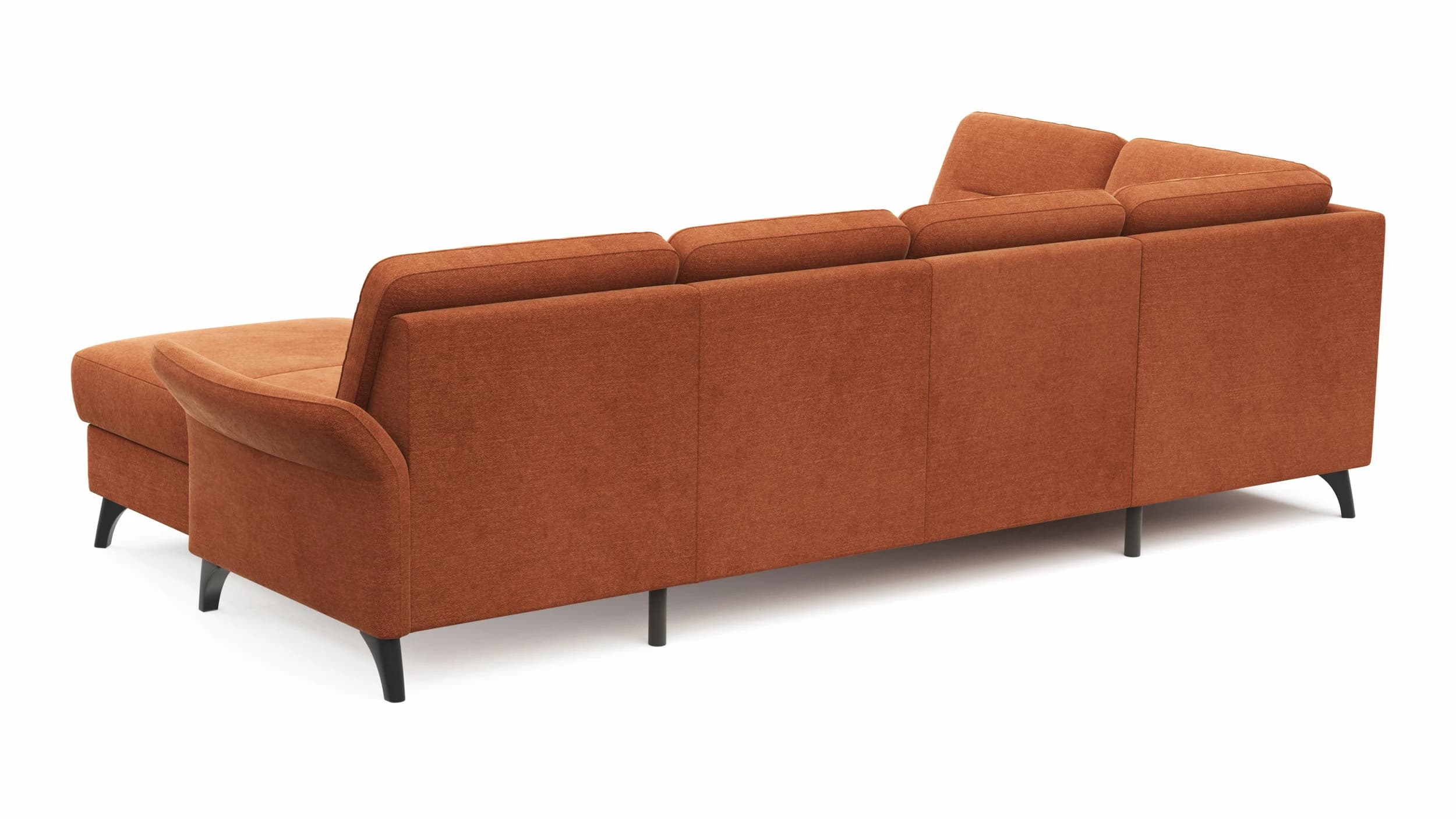 Wohnlandschaft Almyra - Ottomane links, 2,5-Sitzer, Longchair rechts, Stoff, Kupfer