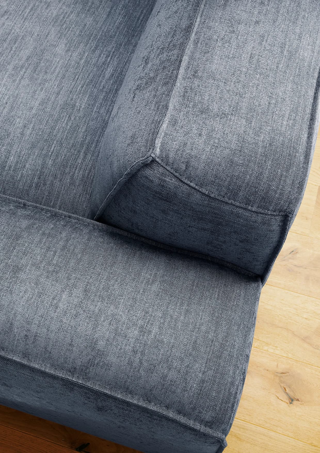 Ecksofa Denver - Longchair links mit 2,5-Sitzer, Stoff, Blau