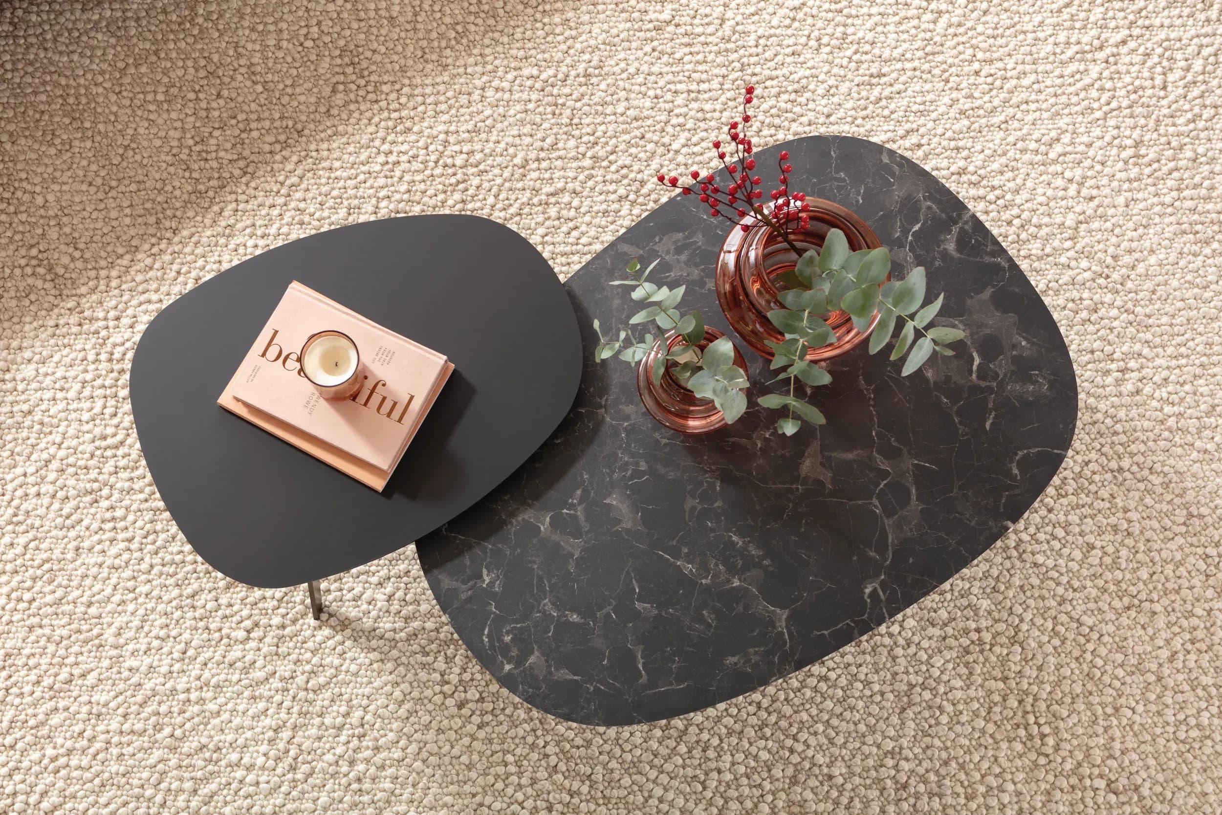 Couchtisch Venus - BHT ca. 100x37x70 cm, HPL, Schwarz marmoriert