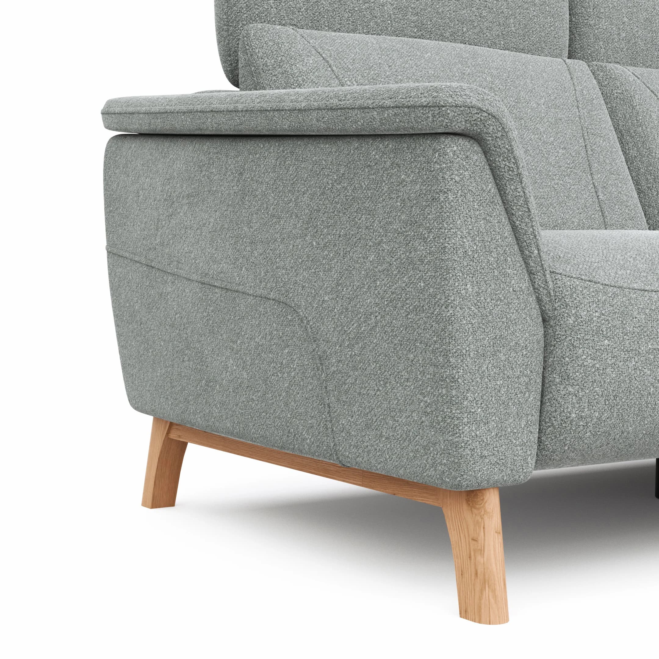 Sofa Nevin - 2,5-Sitzer inkl. Sitzvorzug (motorisch) und Kopfpolsterverstellung, Stoff, Silbergrau