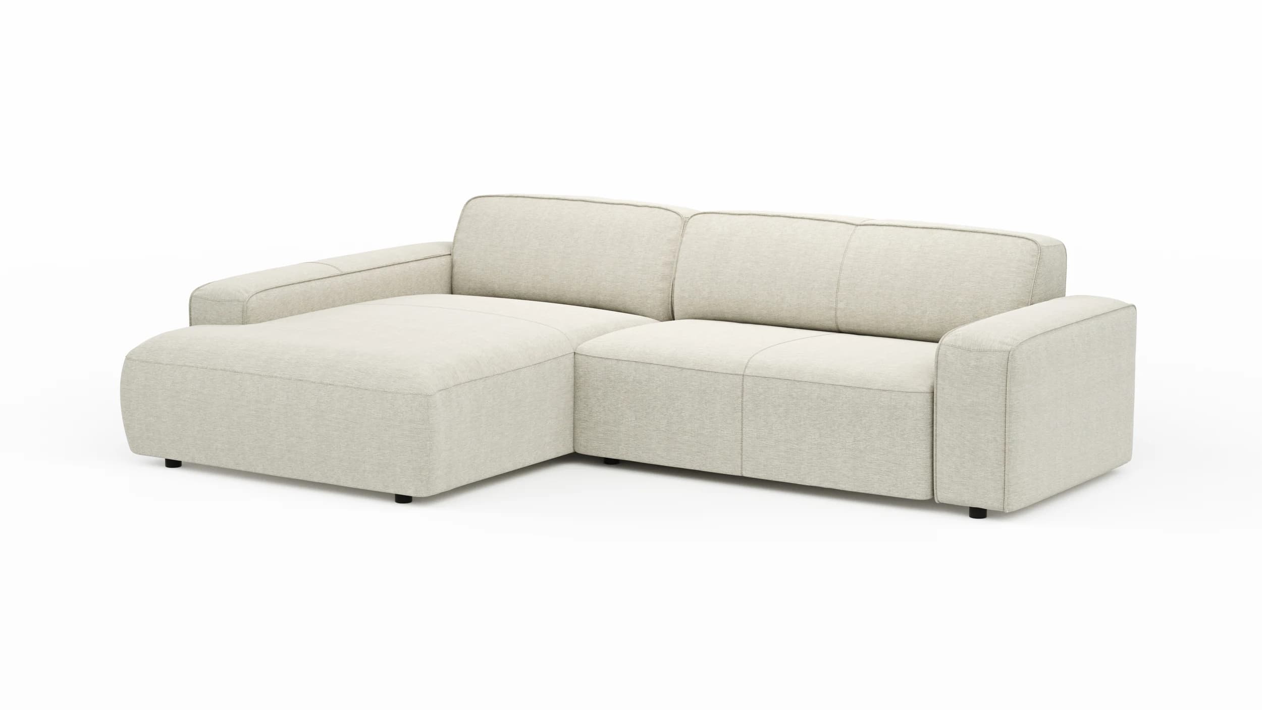 Ecksofa Denver - Longchair links mit 2-Sitzer, Stoff, Natur