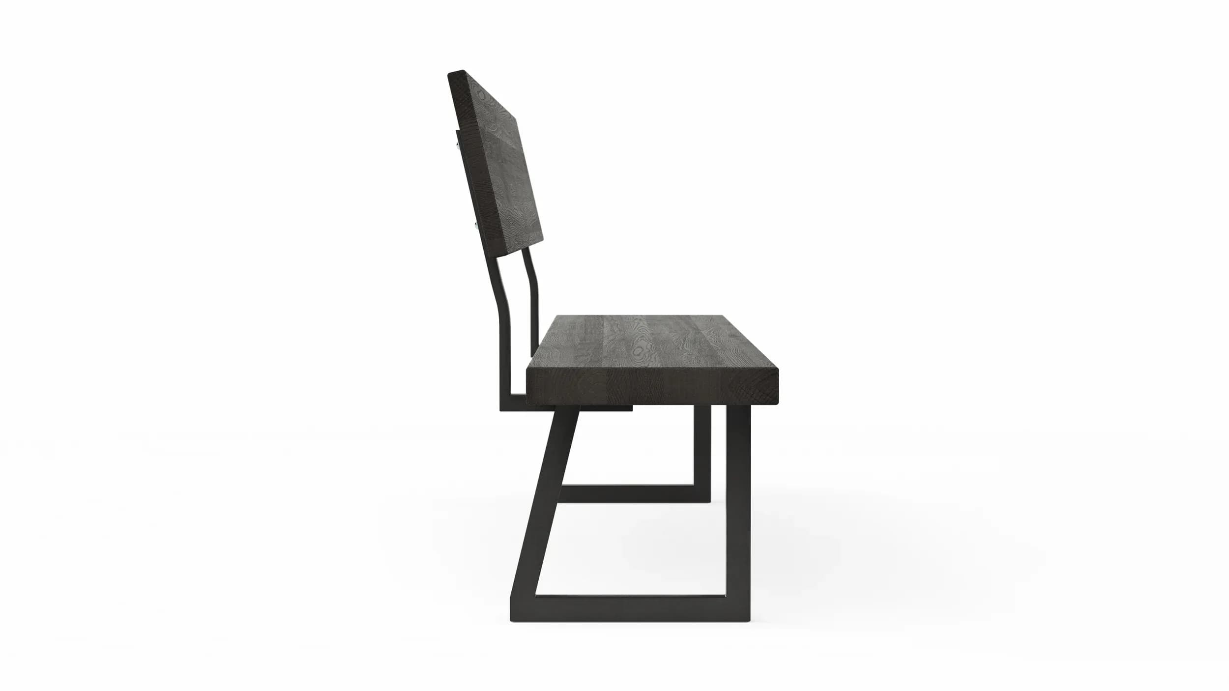 Holzbank Clifton - mit Rückenlehne, Breite ca. 220 cm, Zerreiche massiv, smoked