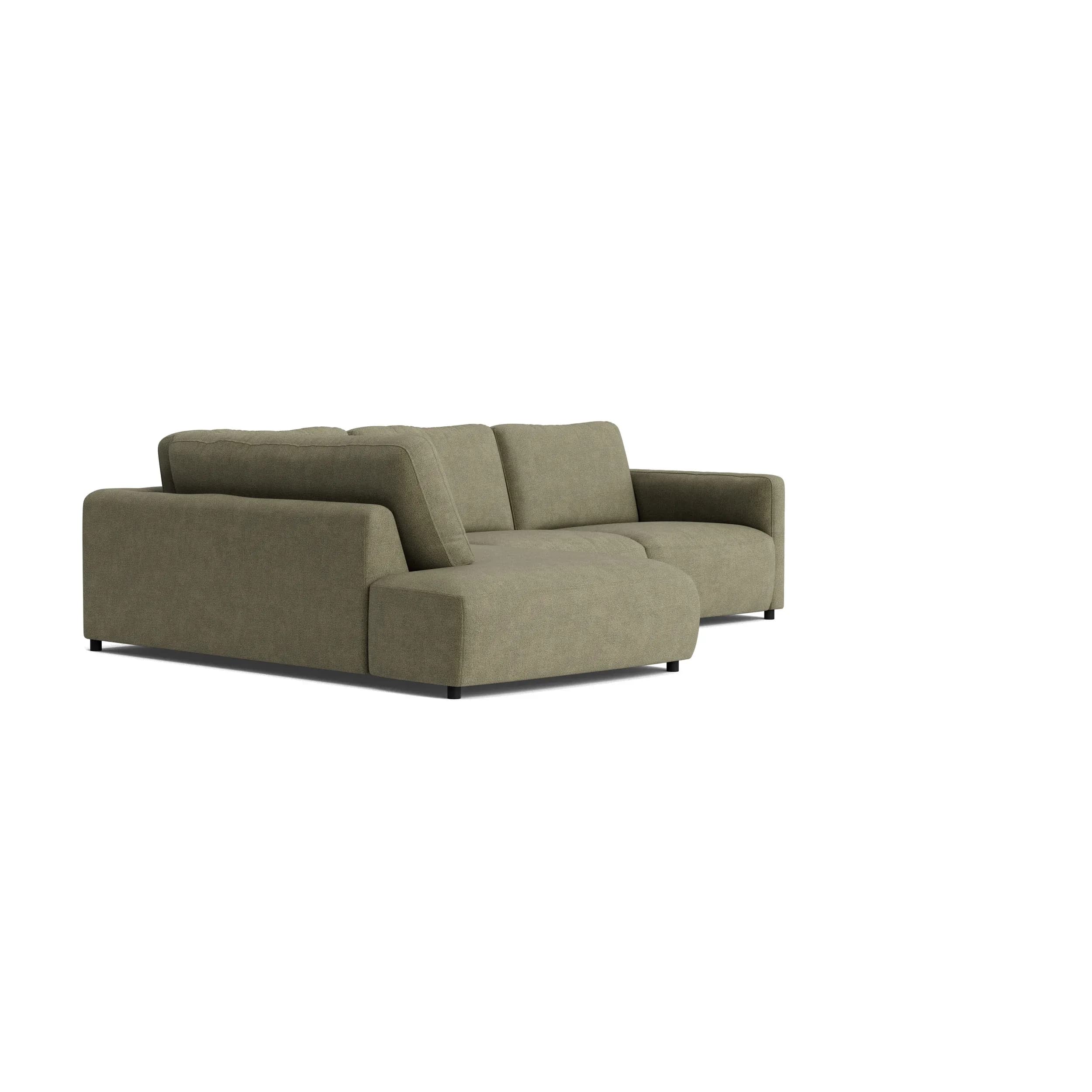 Ecksofa Liendo - Ecke und Abschlussteil mit 2-Sitzer rechts, Stoff, Olivgrün