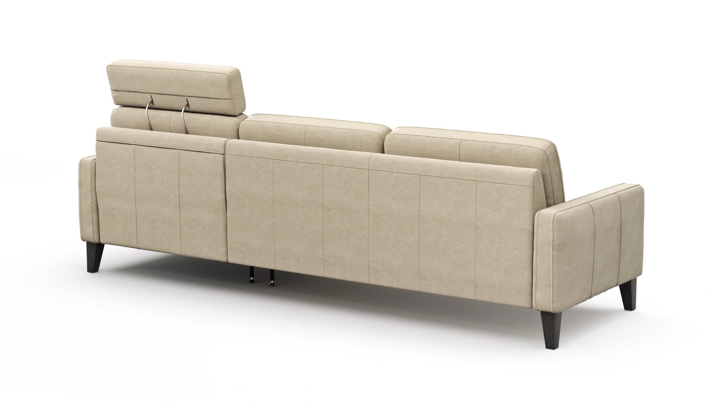 Ecksofa Matero - 2,5-Sitzer mit Longchair rechts inkl. Relaxfunktion motorisch, Leder, Taupe
