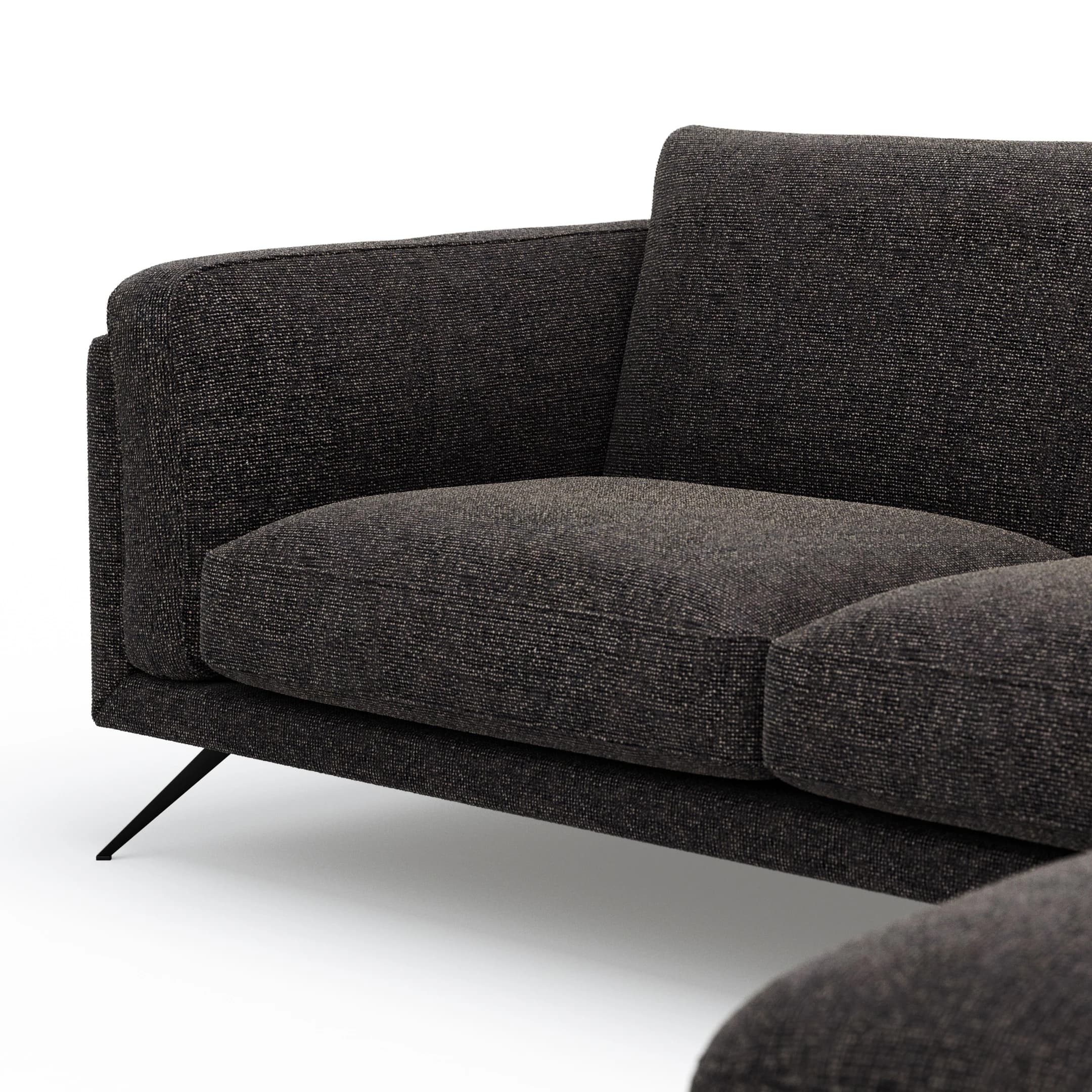 Ecksofa Valdemoro - 2,5-Sitzer mit Longchair rechts inkl. Rückenlehne verstellbar, Stoff, Anthrazit