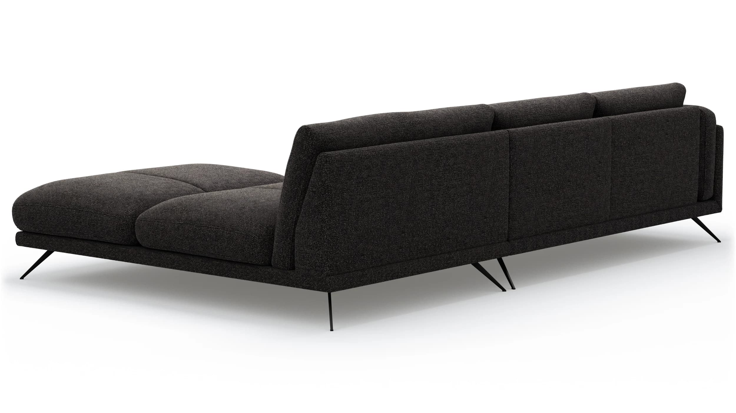 Ecksofa Valdemoro - 2,5-Sitzer mit Longchair rechts inkl. Rückenlehne verstellbar, Stoff, Anthrazit