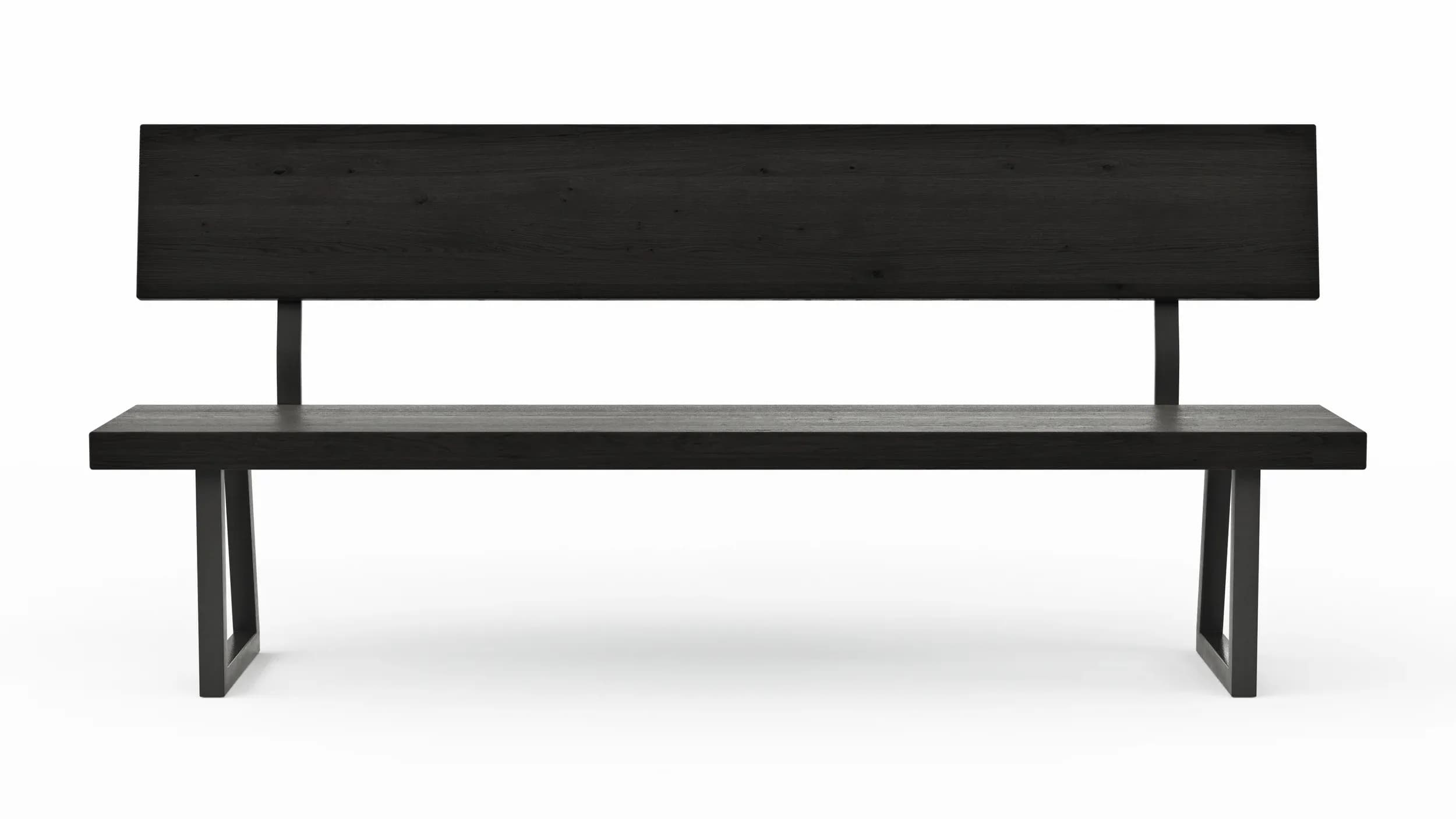 Holzbank Clifton - mit Rückenlehne, Breite ca. 200cm, Zerreiche massiv, smoked