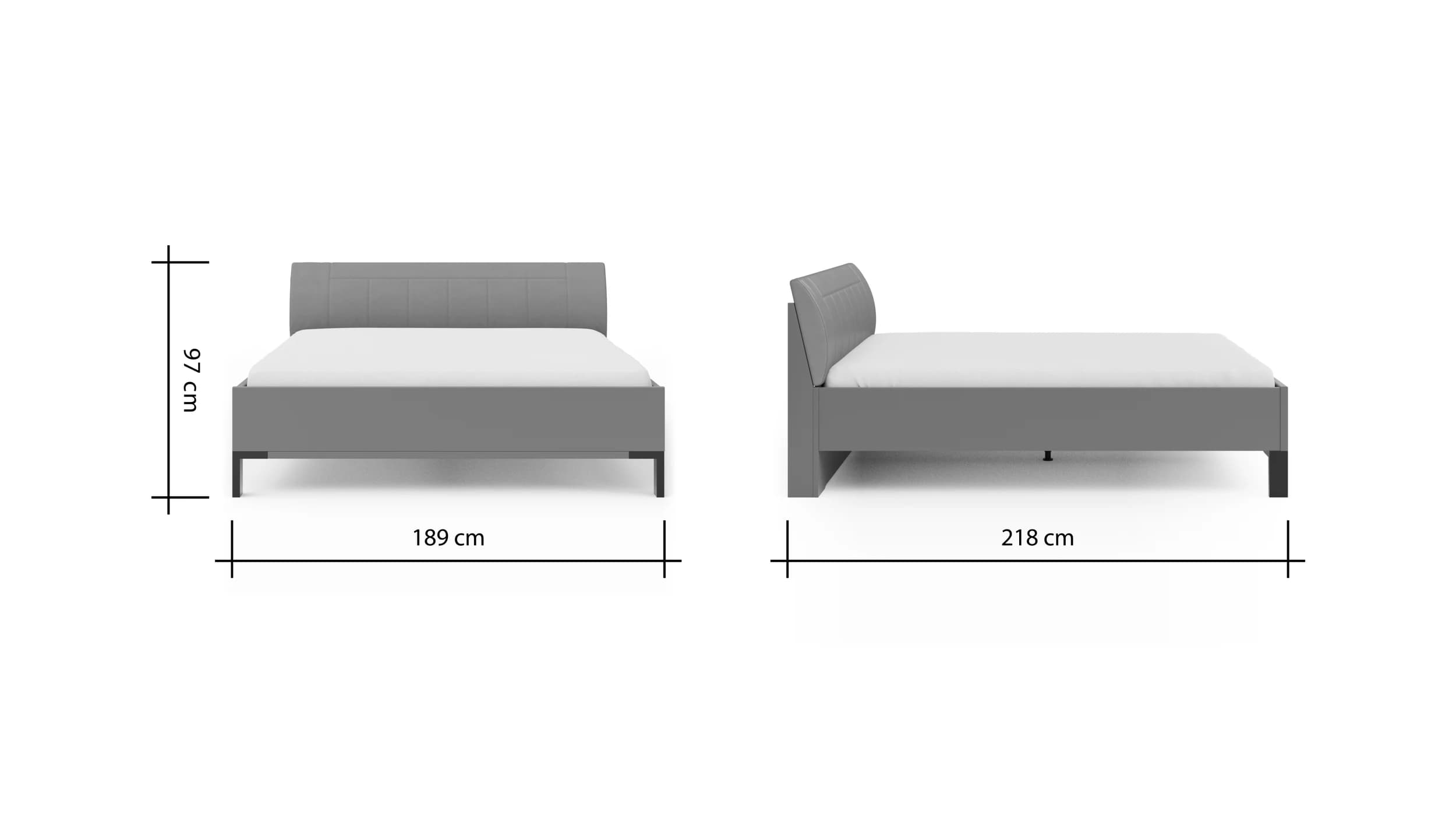 Bett Marbella - Liegefläche ca. 180x200cm, Melamin, Kunstleder, Grau