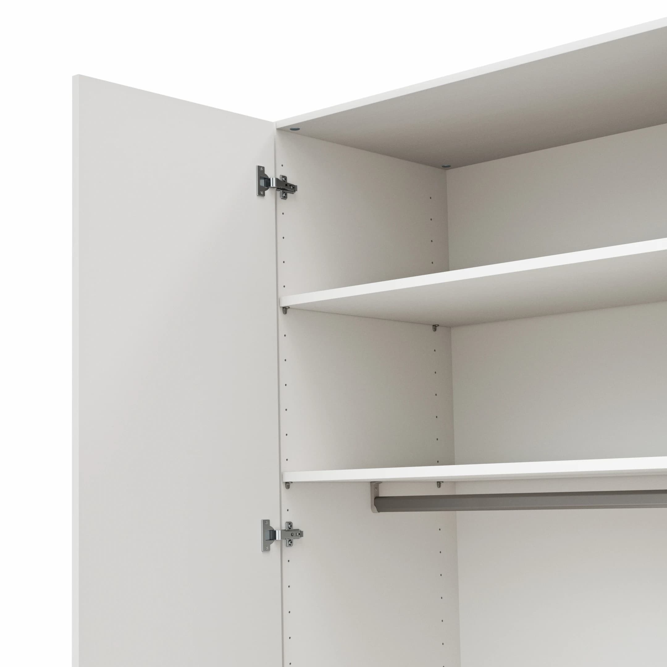 Drehtürenschrank Viana - B ca. 204 cm, Lack, Weiß, Riffholz, Wildeiche