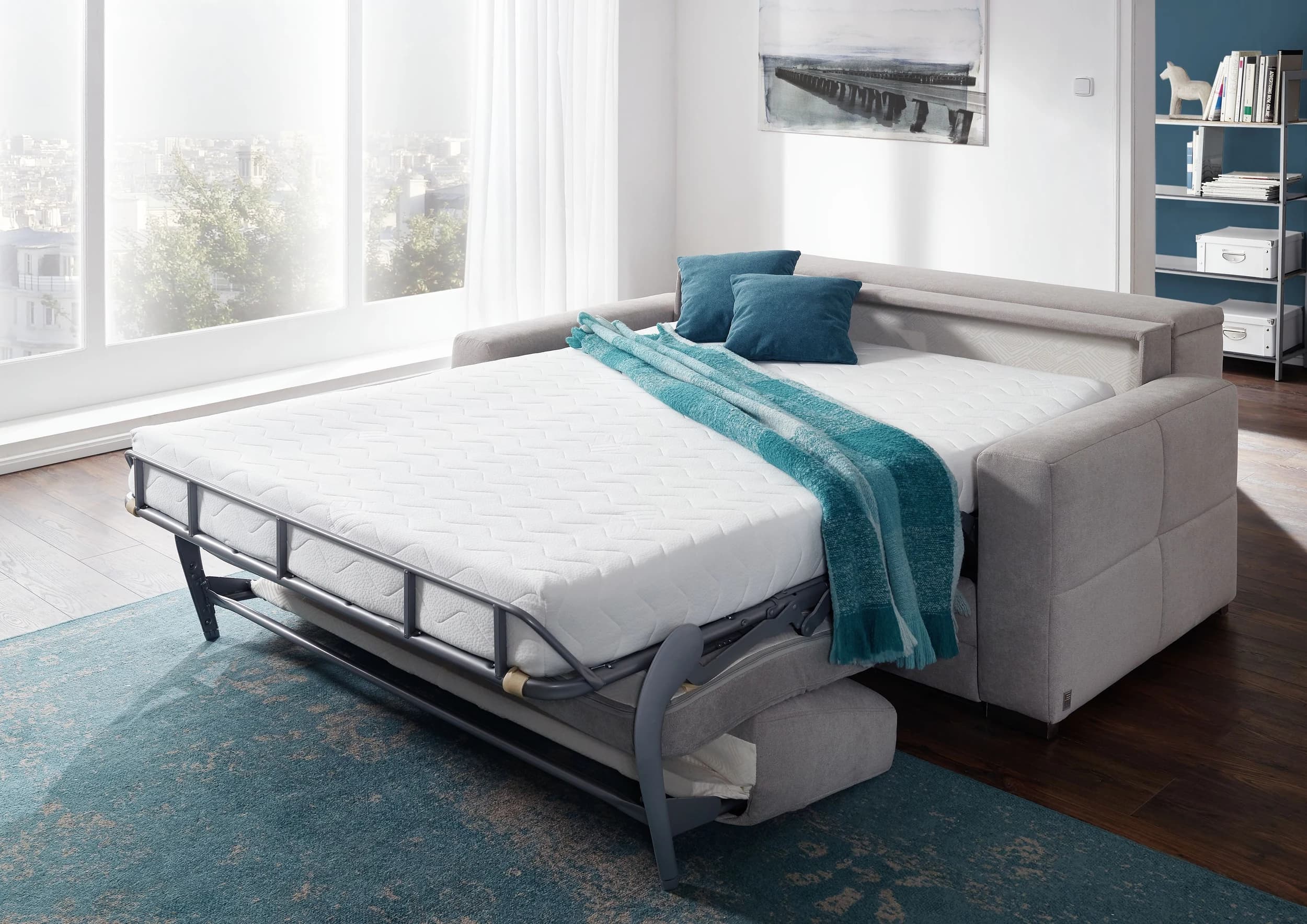 Faltbett - Schlaffunktion, Stoff, Grau