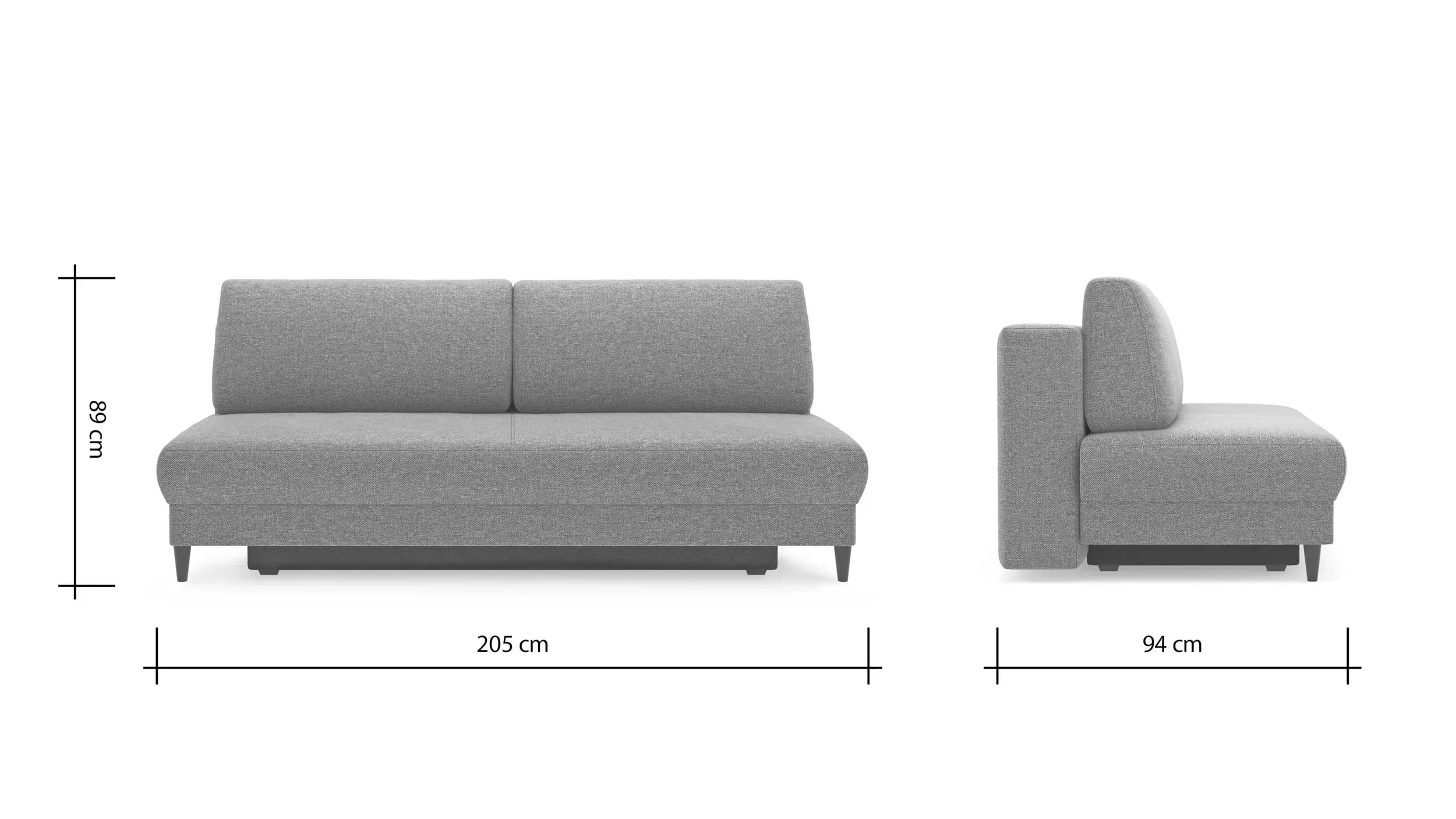Schlafsofa Salema - 3-Sitzer mit Schlaffunktion (Liegefläche ca. 140x200 cm), Stoff, Graphit