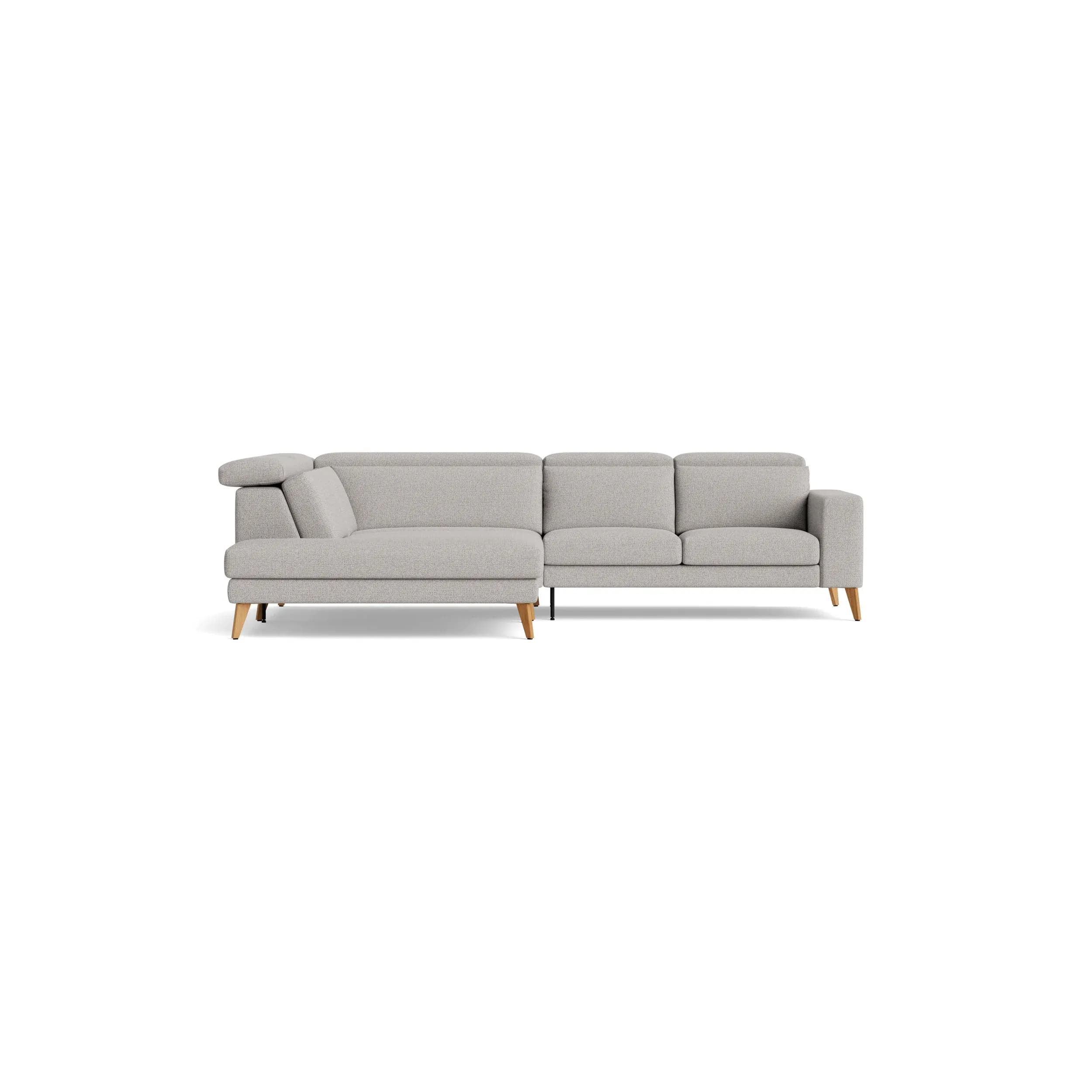 Ecksofa Braska - Loungecke links mit 2,5-Sitzer rechts, inkl. Sitzauszug (motorisch) und Kopfstütze, Stoff, Kaschmir