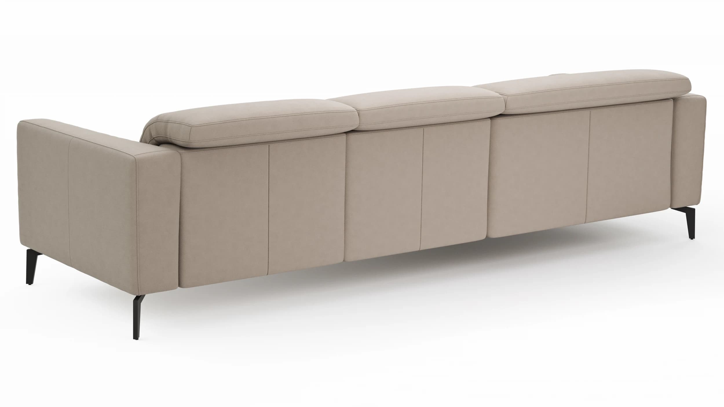 Ecksofa Rafaela 2.0 - Longchair mit 2,5-Sitzer rechts inkl. Kopfteilverstellung, Leder, Champagner