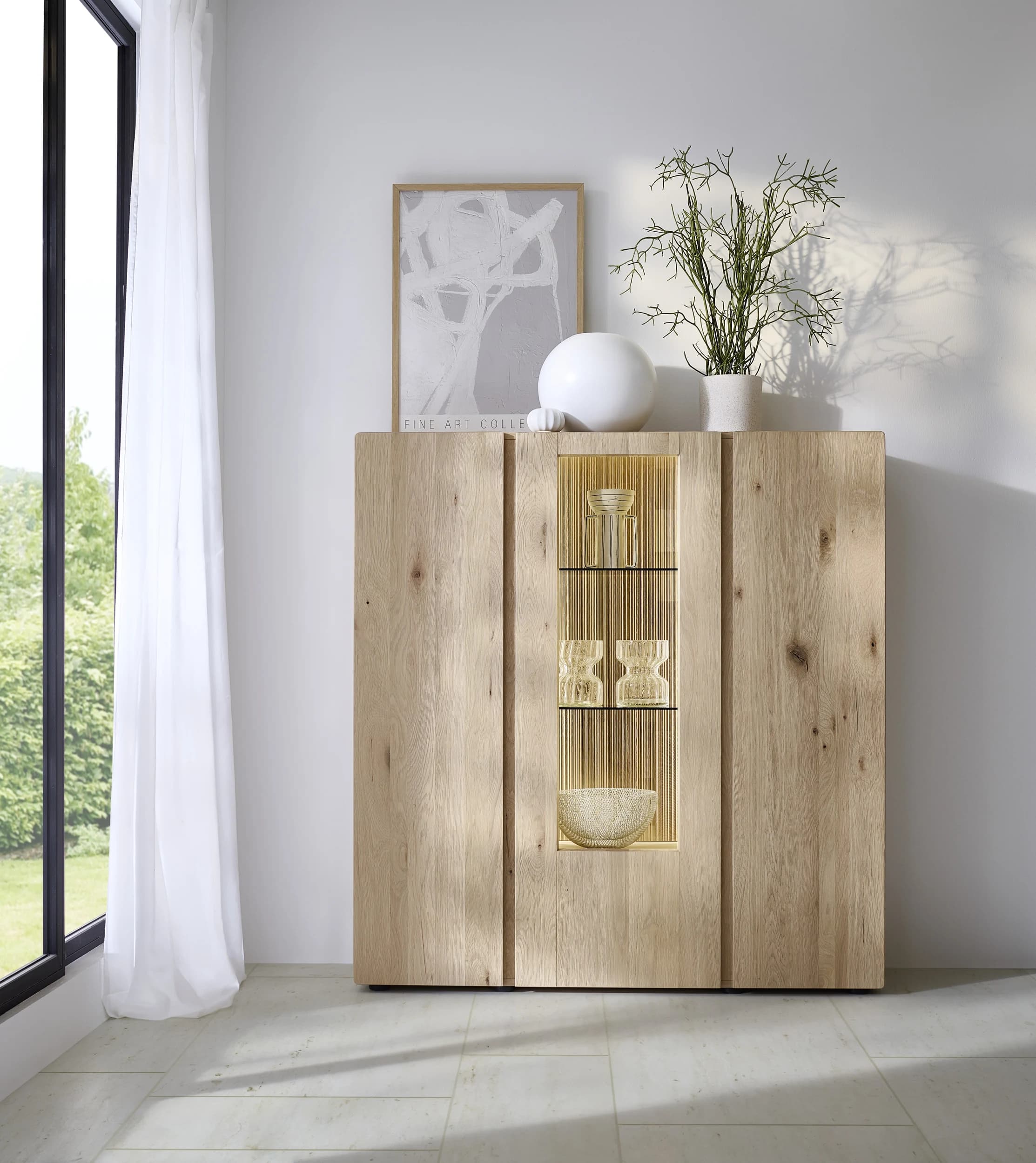 Highboard - Kerneiche massiv, Natur