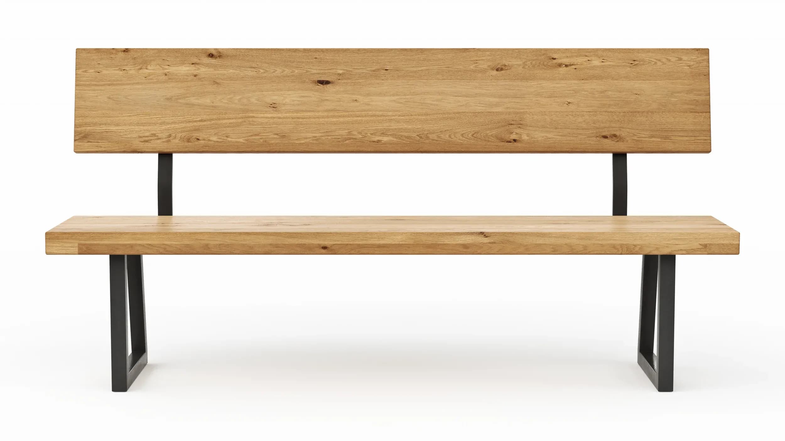 Holzbank Clifton - mit Rückenlehne, Breite ca. 180cm, Wildeiche massiv, natur