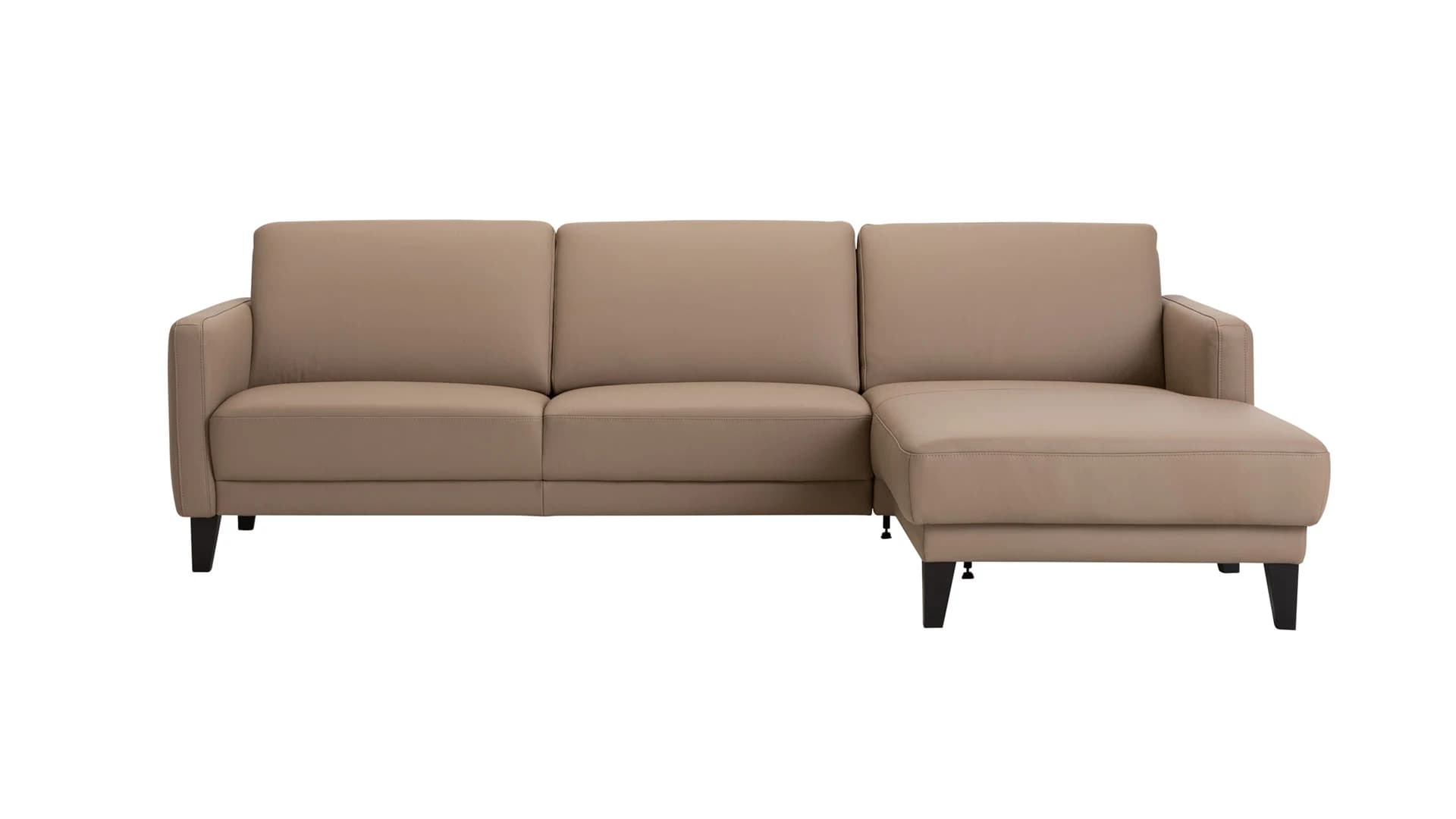 Ecksofa Matero - 2,5-Sitzer mit Longchair rechts, Leder, Taupe