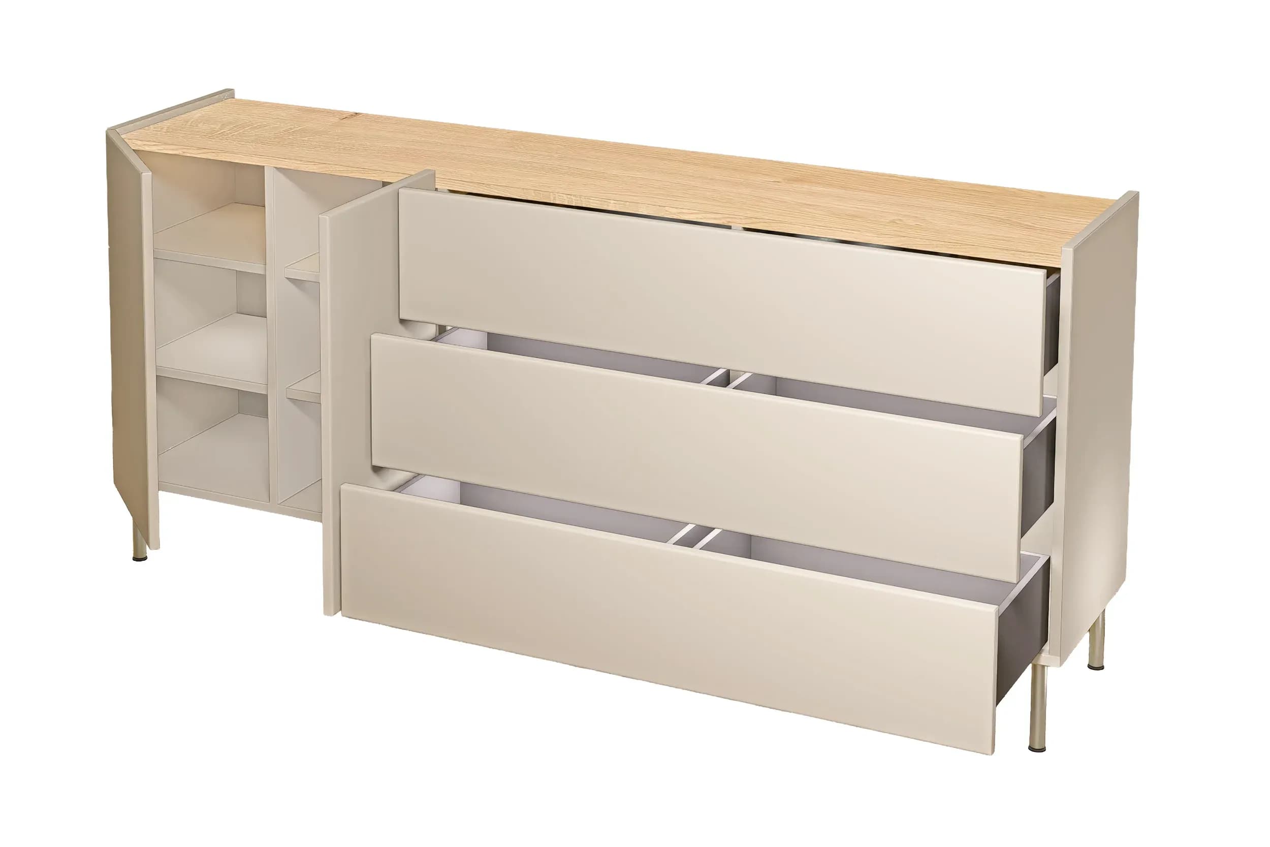 Sideboard - Kaschmir, Absetzung Eiche Bianco