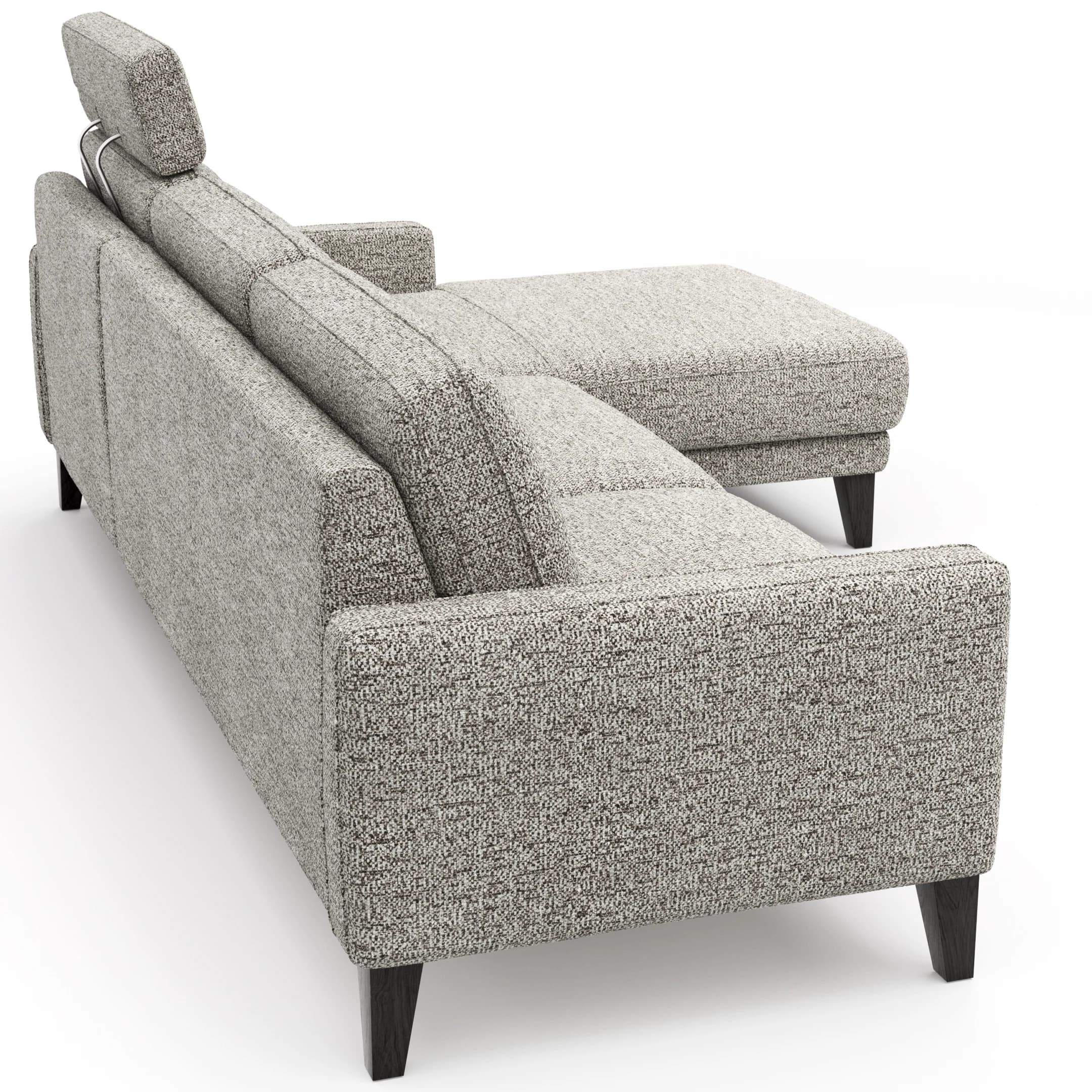 Ecksofa Matero - 2,5-Sitzer mit Longchair rechts inkl. Relaxfunktion motorisch, Stoff, Graubeige