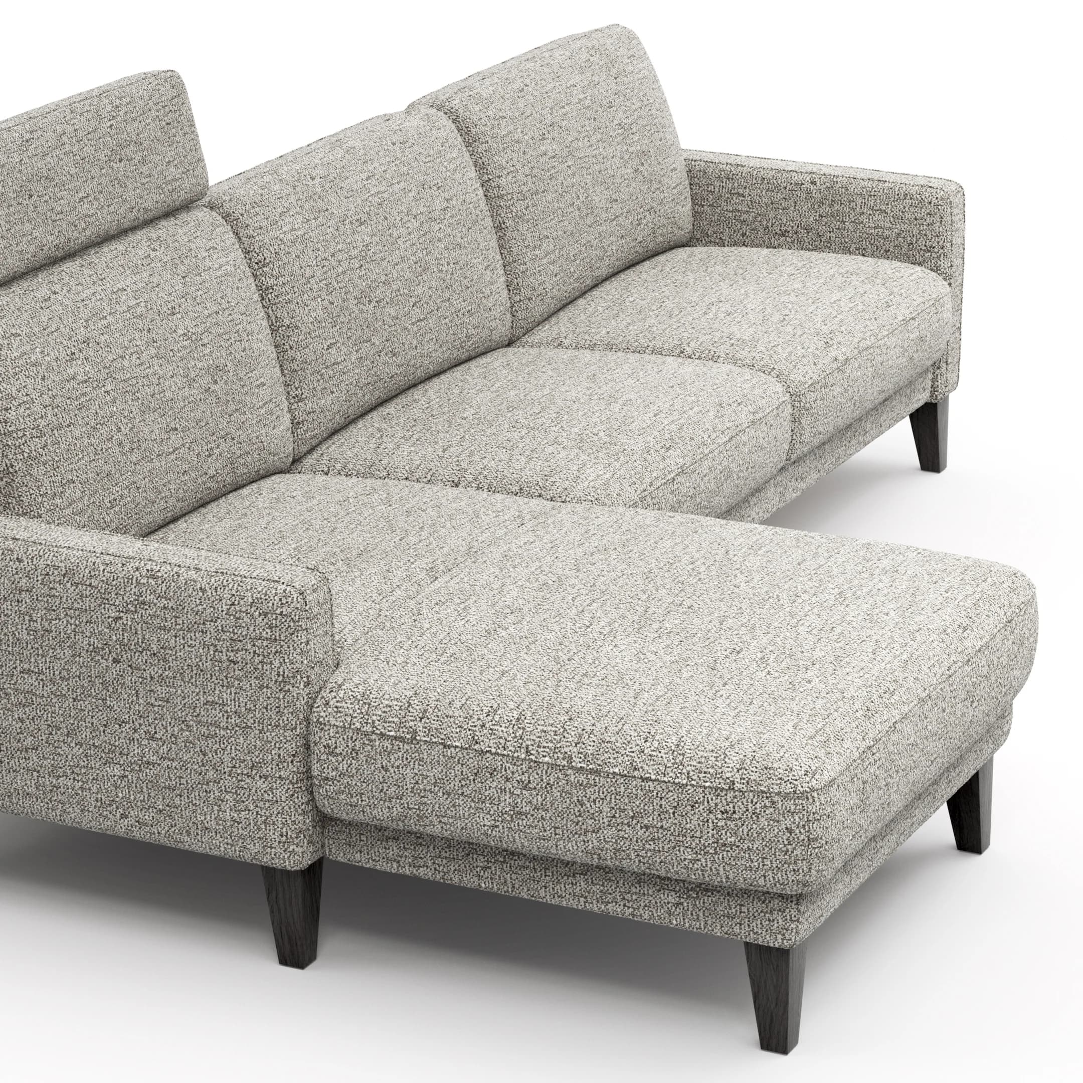 Ecksofa Matero - Longchair + 2,5-Sitzer rechts inkl. Relaxfunktion motorisch, Stoff, Graubeige