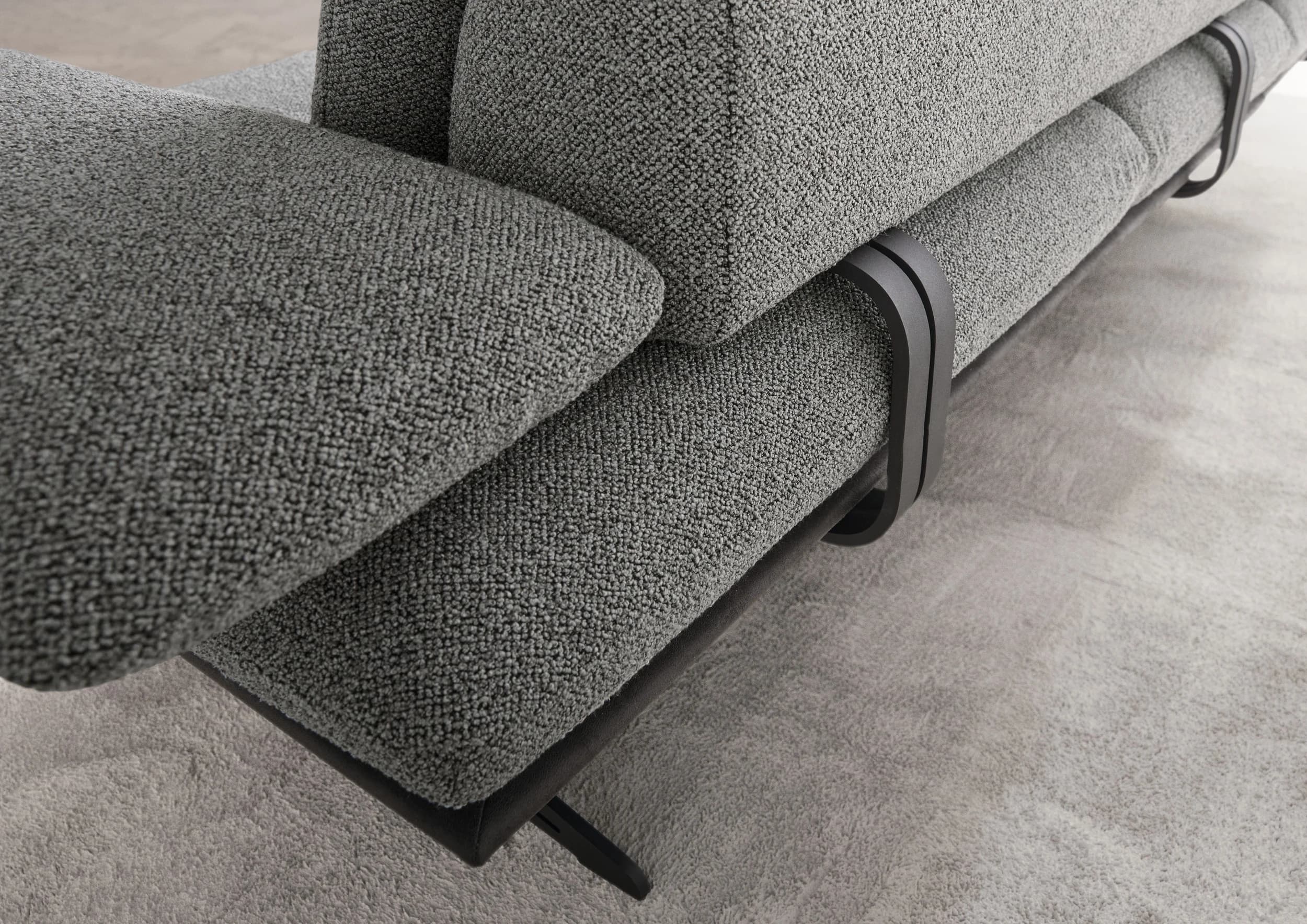 Ecksofa - Longchair links mit 2,5-Sitzer, Rückenlehne/Armlehne verstellbar, Stoff, Grau