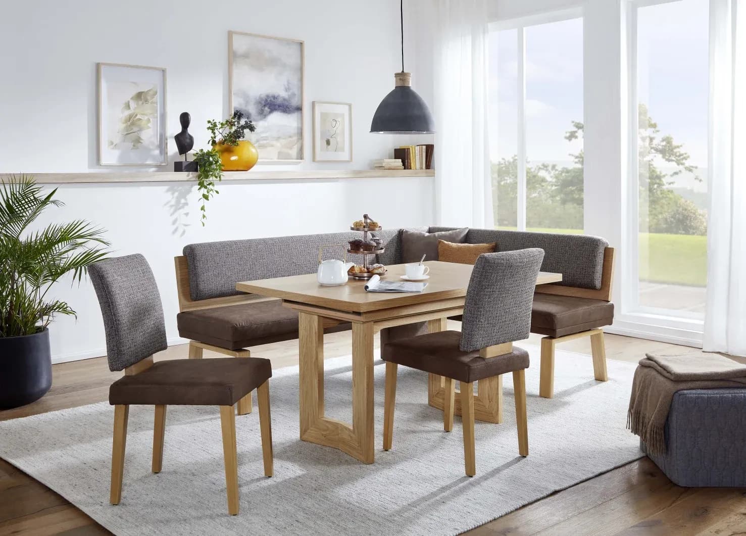 Eckbank EM 8310 - BT ca. 204 x 156 cm mit Rückenlehne, Stoff, braun