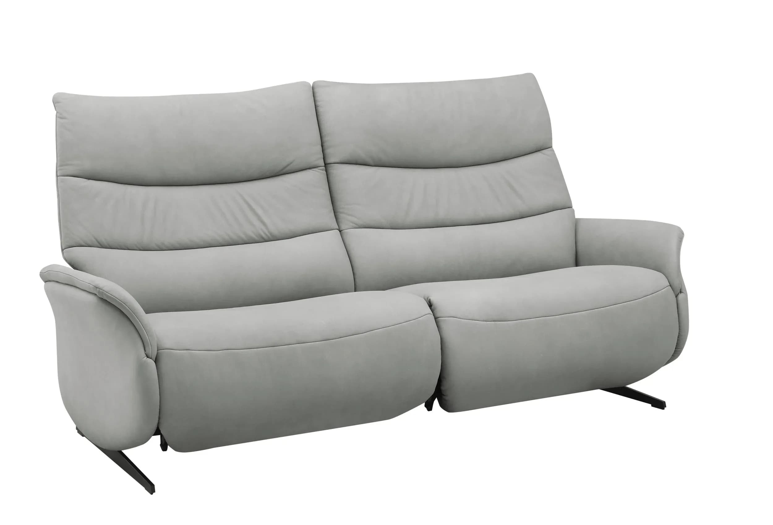 Sofa EM Lun - 2,5-Sitzer, Leder, grau