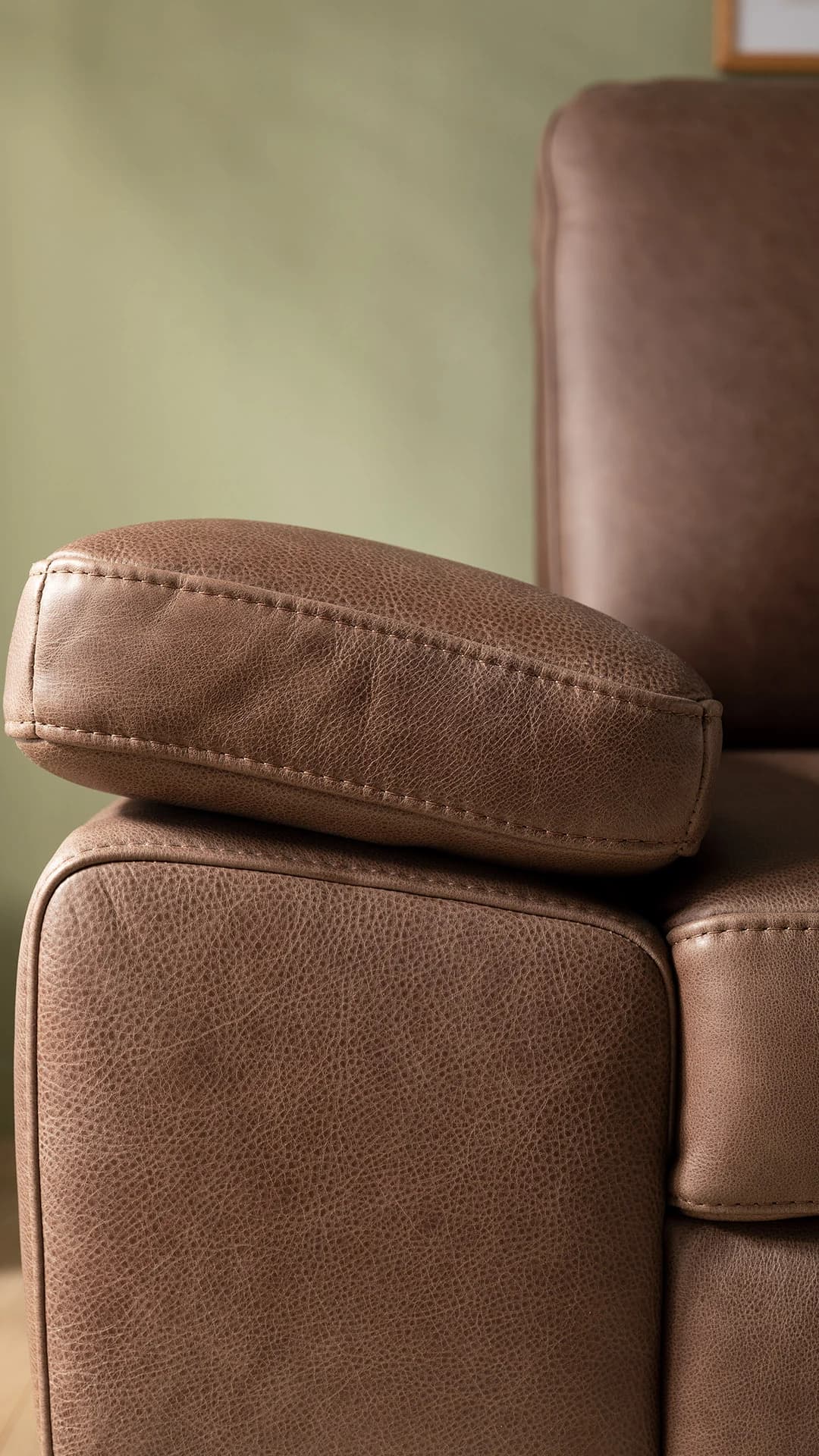 Ecksofa Houston - 1,75-Sitzer mit Longchair groß rechts, inkl. Sitztiefenverstellung und Armlehne klappbar, Leder, Dunkelbraun