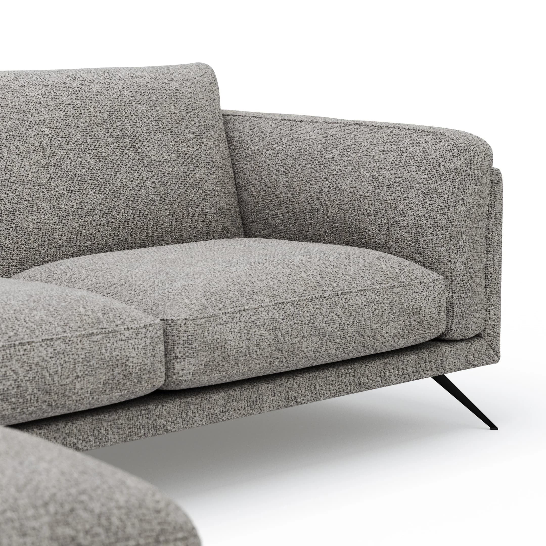 Ecksofa Valdemoro - Longchair mit 2,5-Sitzer rechts inkl. Rückenlehne verstellbar, Stoff, Grau
