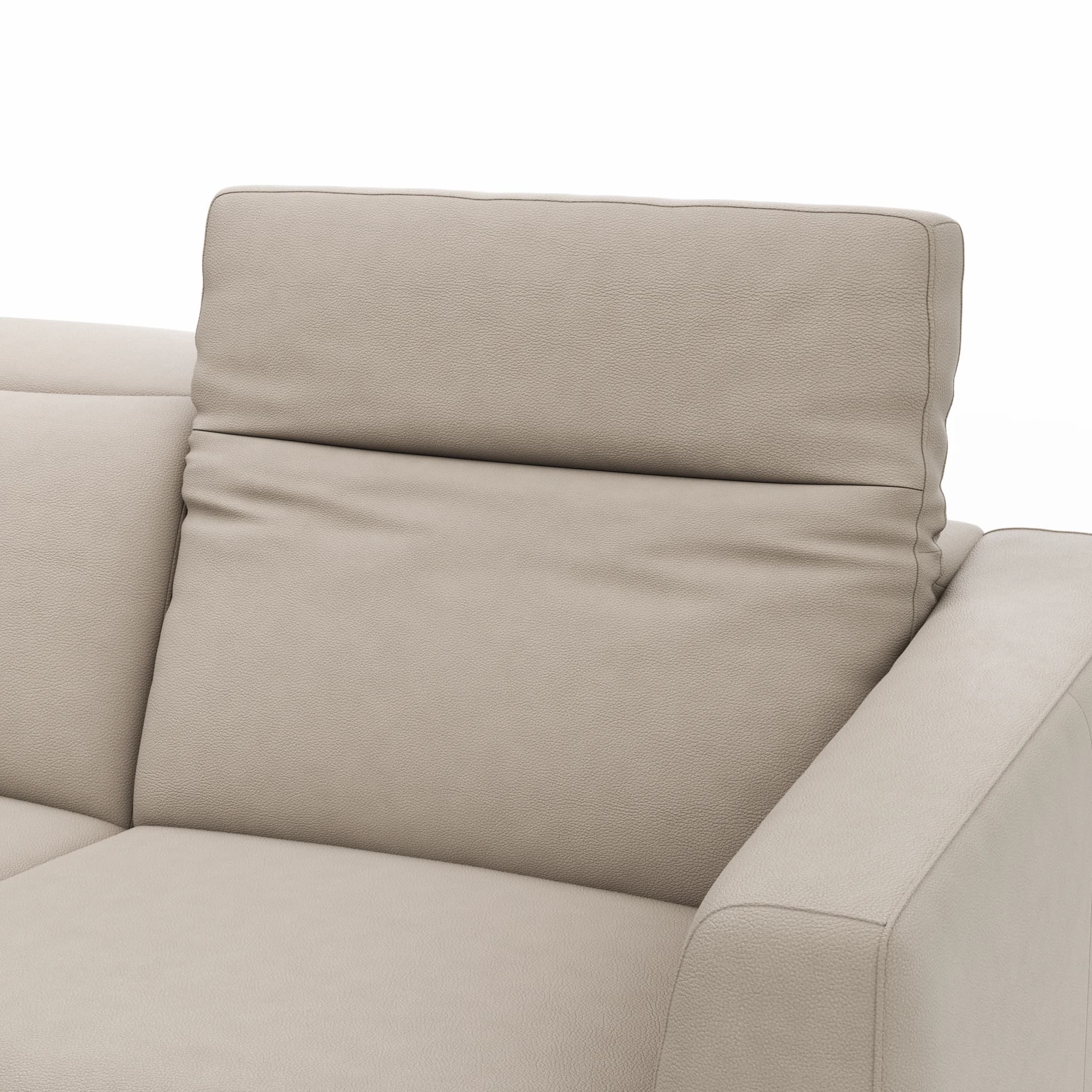 Ecksofa Rafaela 2.0 - Longchair mit 2,5-Sitzer rechts inkl. Sitzvorzug, Kopteilverstellung motorisch und Relaxfunktion motorisch im Longchair, Leder, Champagner