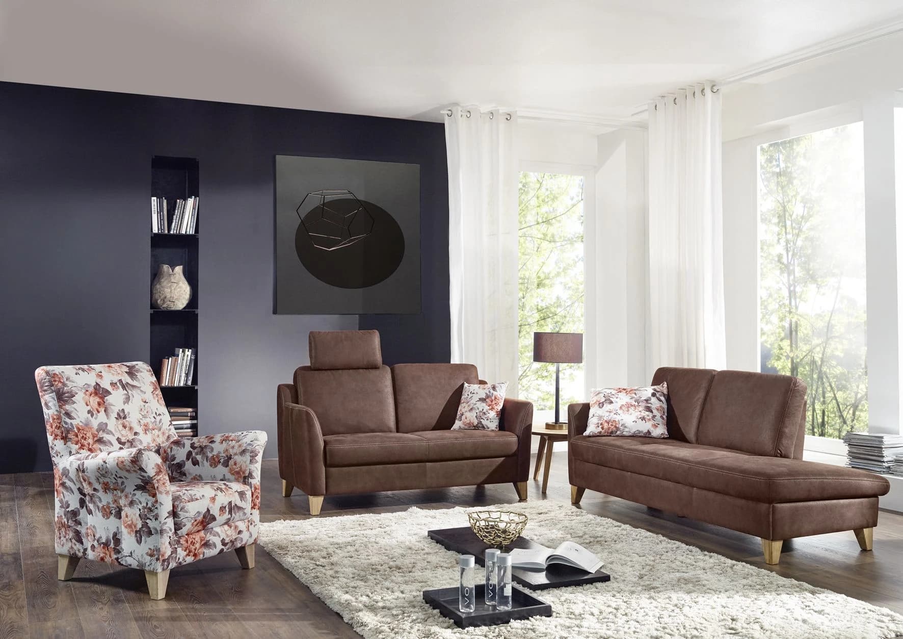 Sofa - 2,5 Sitzer, Stoff, Braun