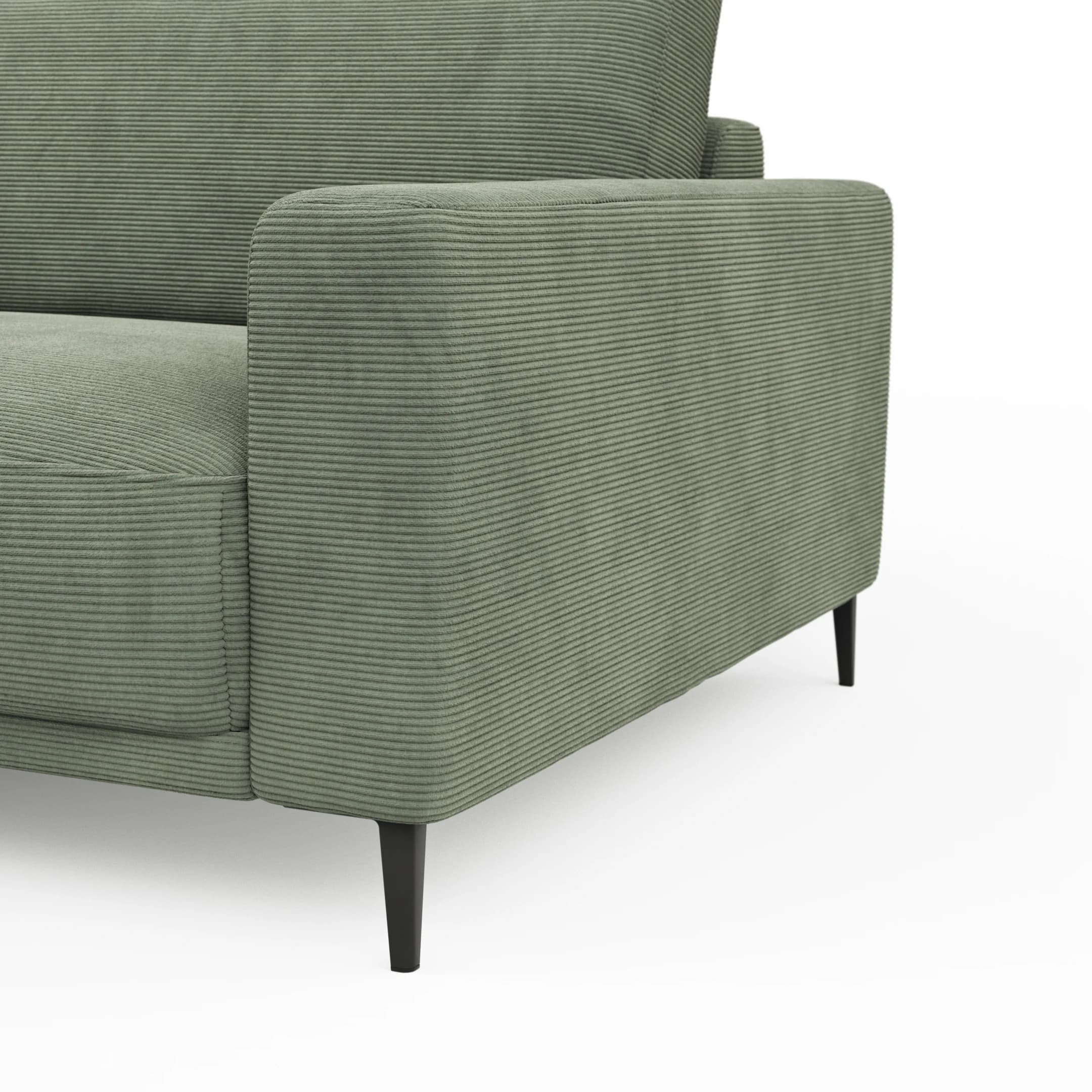 Ecksofa Solero 2.0 - Longchair groß mit 1,5-Sitzer rechts, Stoff, Olivgrün