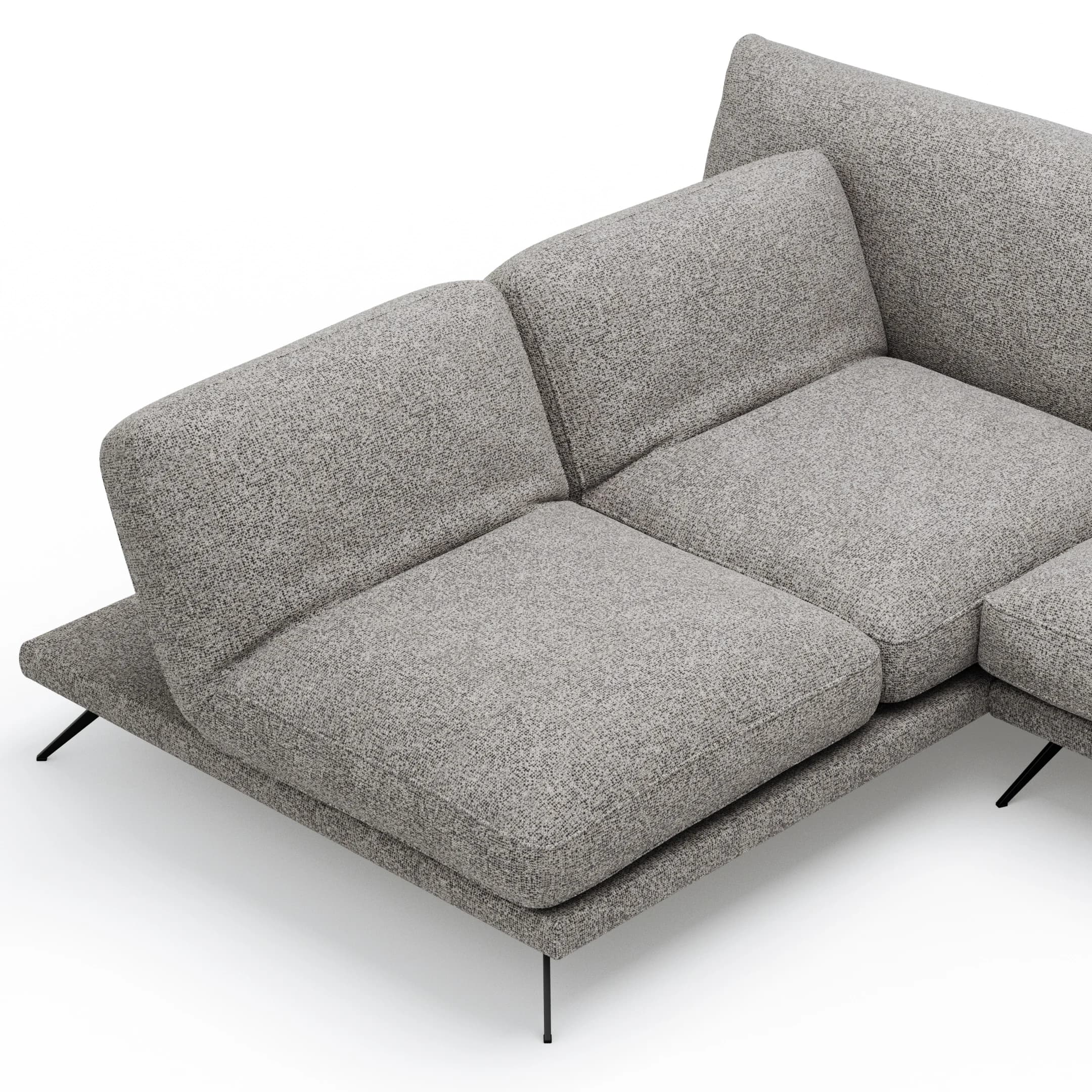 Ecksofa Valdemoro - Longchair mit 2,5-Sitzer rechts inkl. Rückenlehne verstellbar, Stoff, Grau