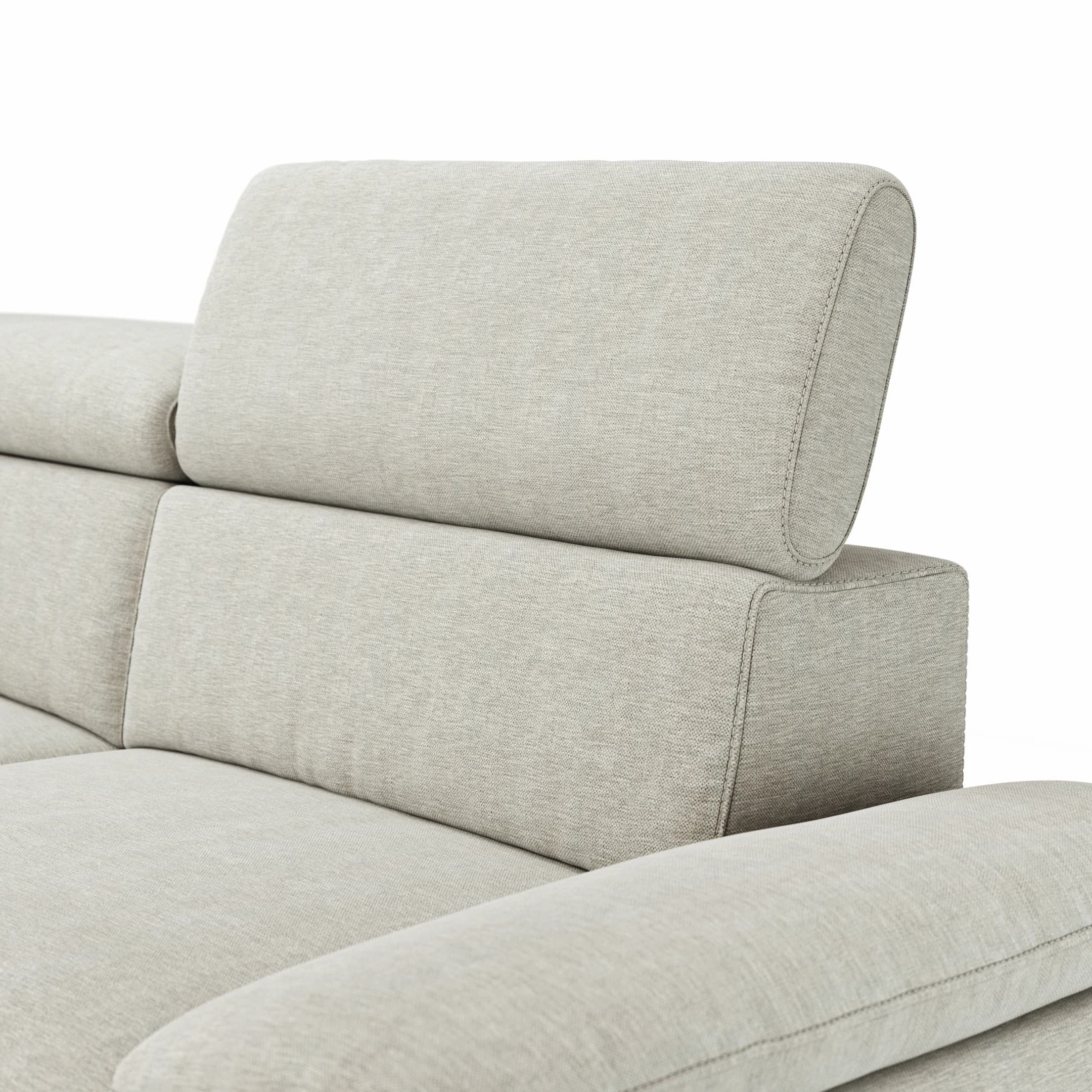 Ecksofa Felipa - Ecke links mit 2,5-Sitzer inkl. Kopfteil verstellbar, Stoff, Natur