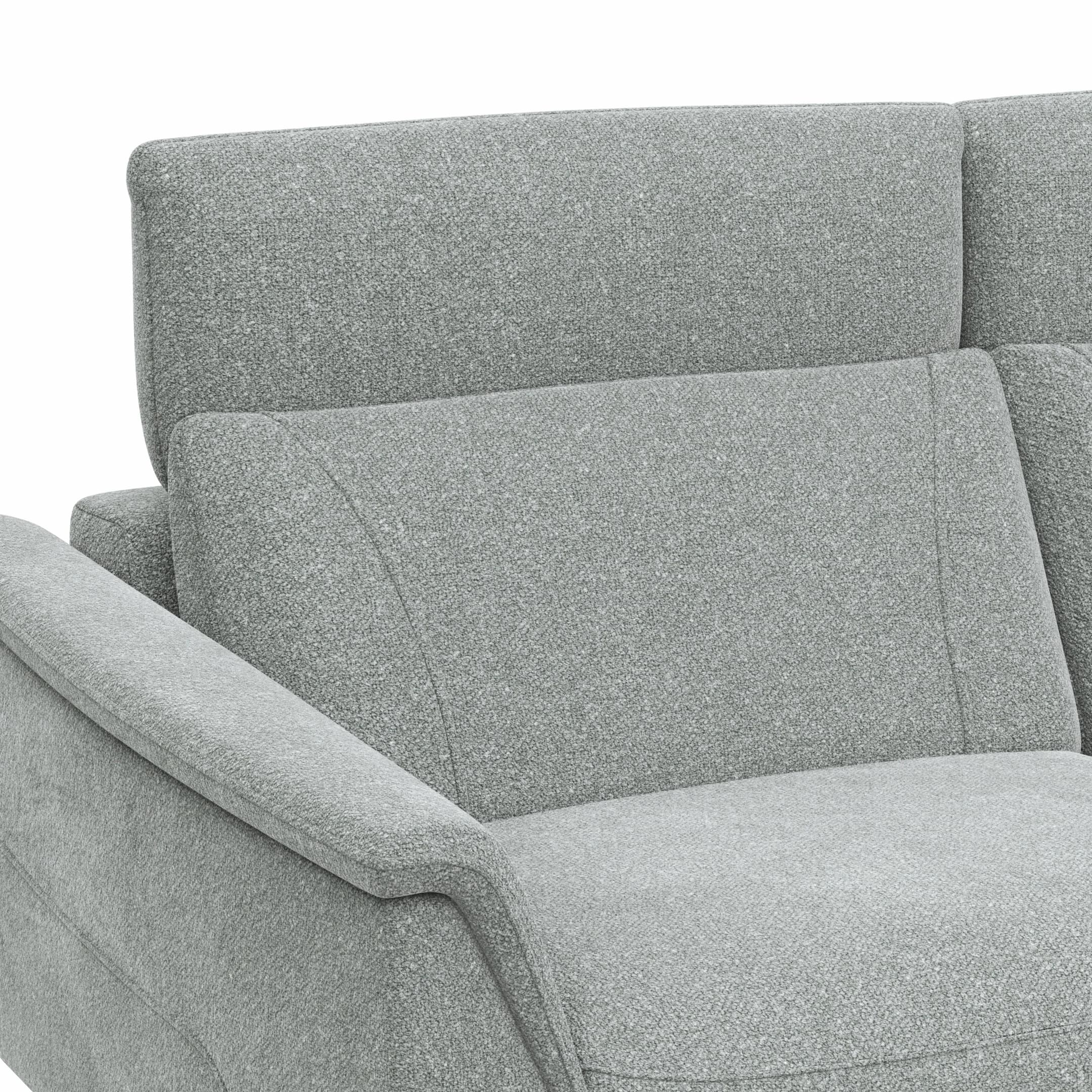 Sofa Nevin - 3-Sitzer, inkl. Relaxfunktion und Kopfteilverstellung (motorisch), Stoff, Silbergrau 