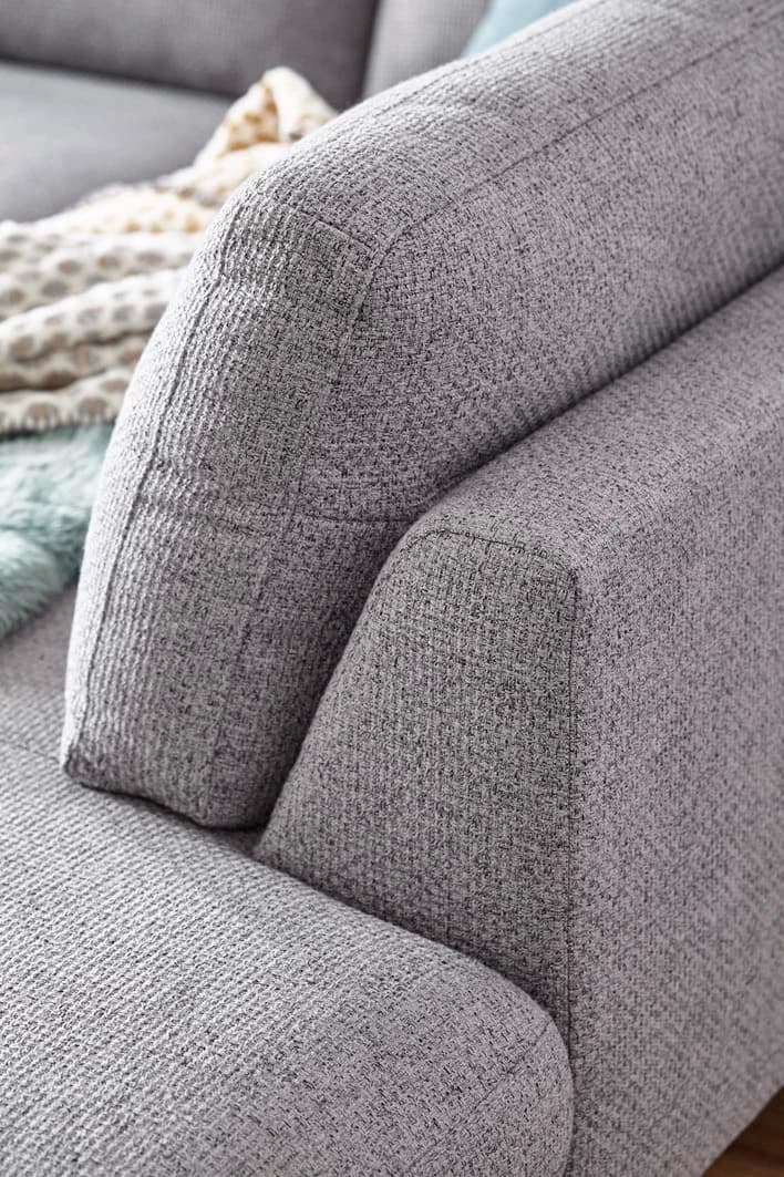 Ecksofa Oviedo - 2,5-Sitzer mit Ecke rechts, Stoff, Grau