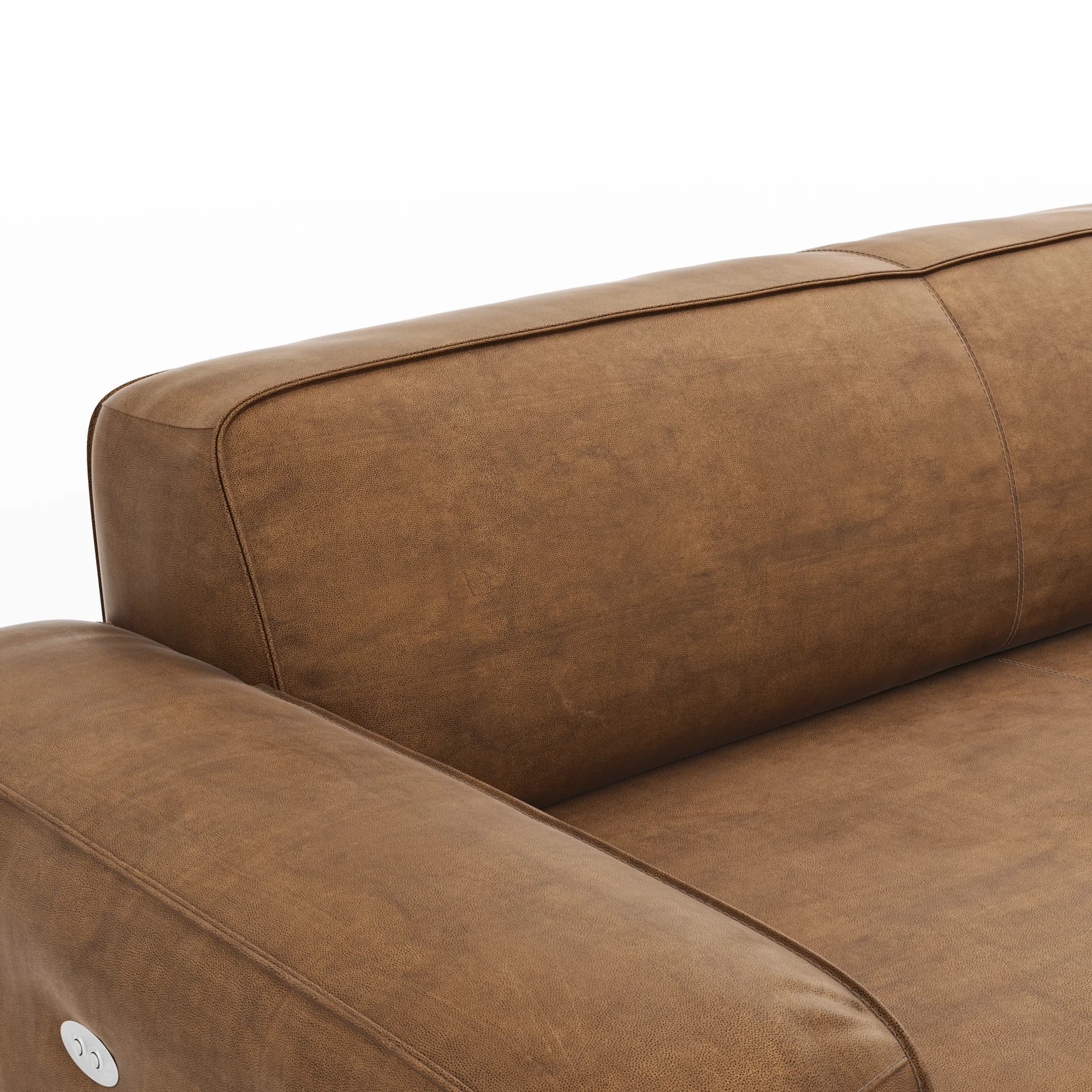 Ecksofa Denver - 2,5-Sitzer mit Longchair rechts, inkl. Sitzvorzug (motorisch), Stoff, Braun
