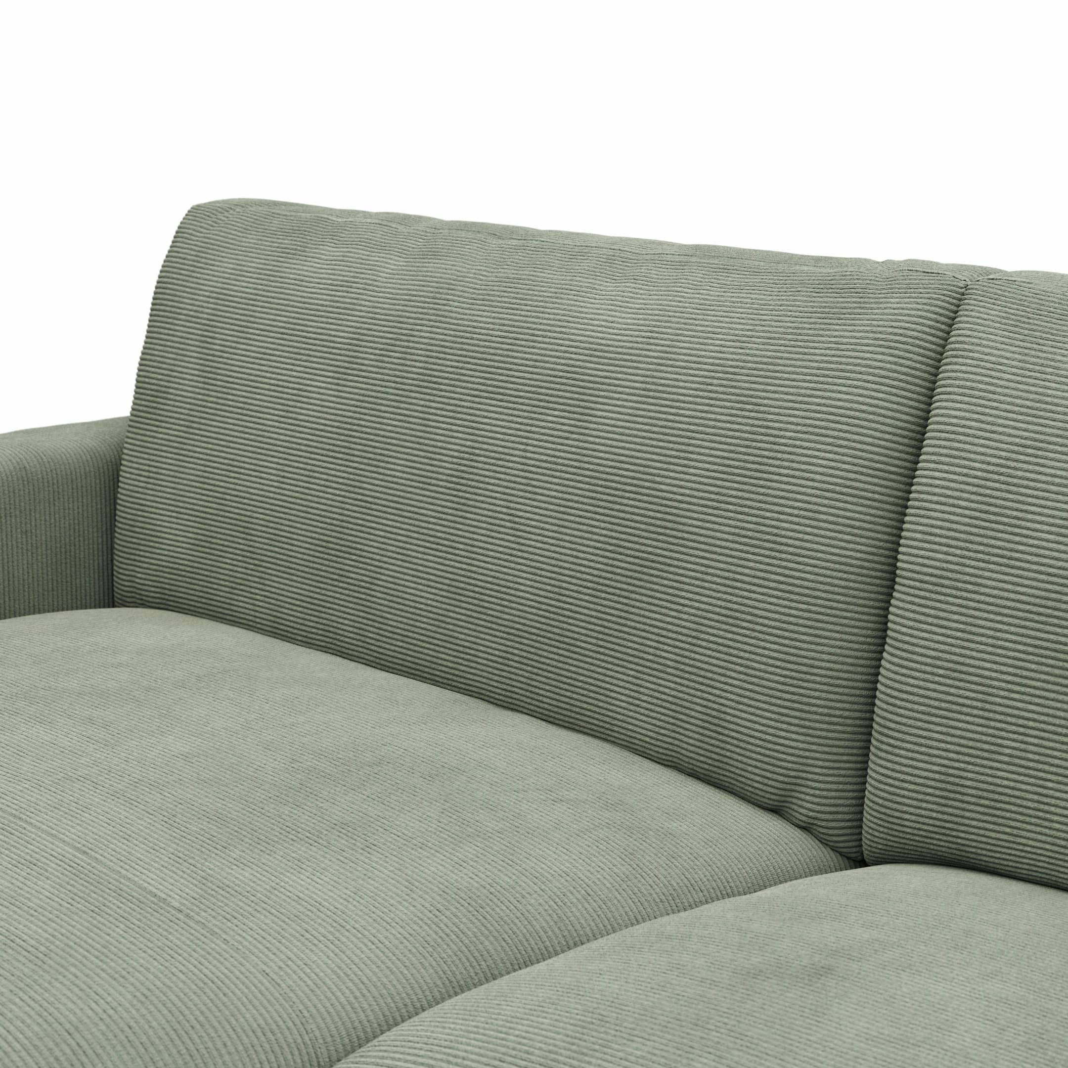 Ecksofa Solero 2.0 - Longchair mit 1,5-Sitzer rechts, Stoff, Olivgrün