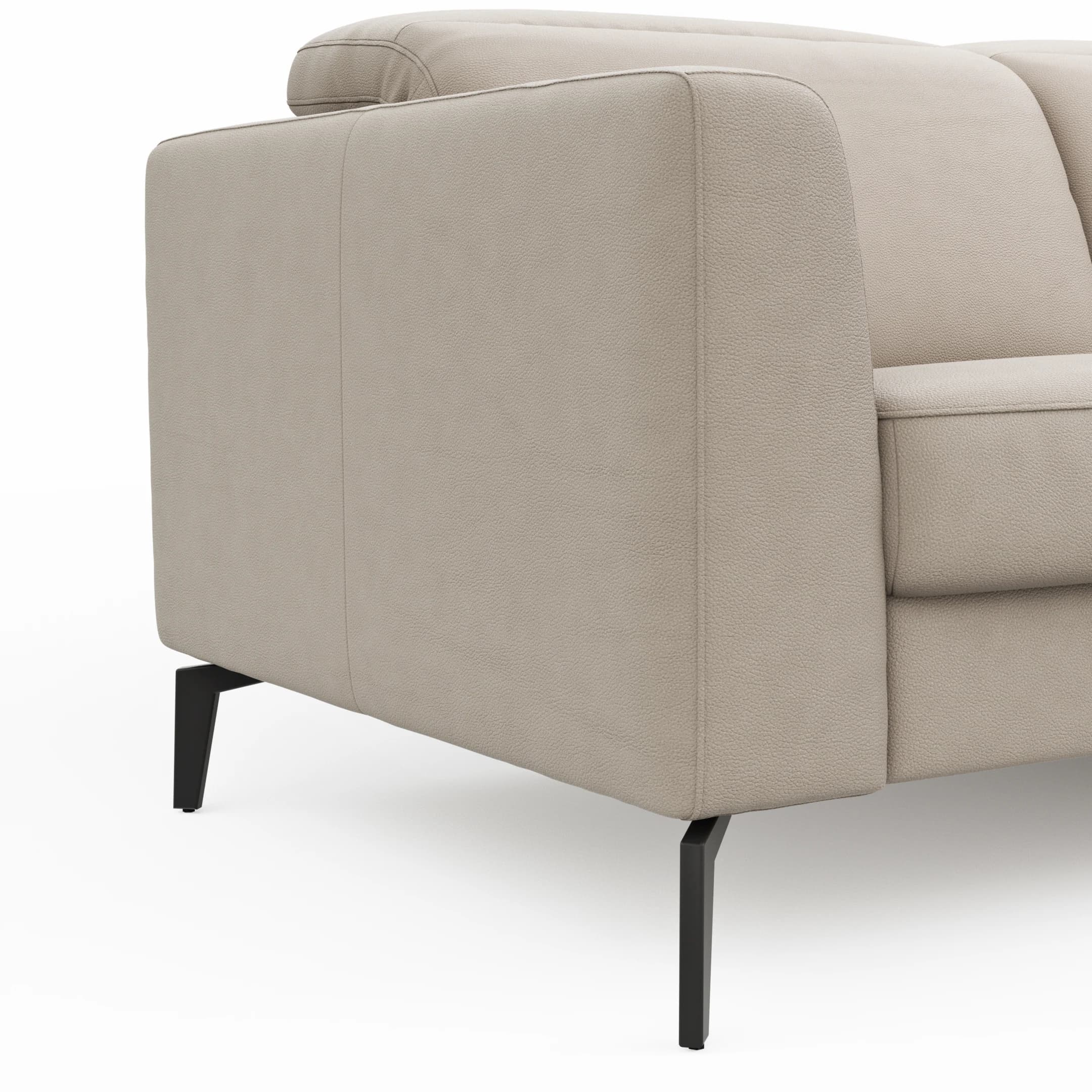 Ecksofa Rafaela 2.0 - 2,5-Sitzer mit Longchair rechts inkl. Sitzvorzug, Kopteilverstellung motorisch und Relaxfunktion motorisch im Longchair, Leder, Champagner