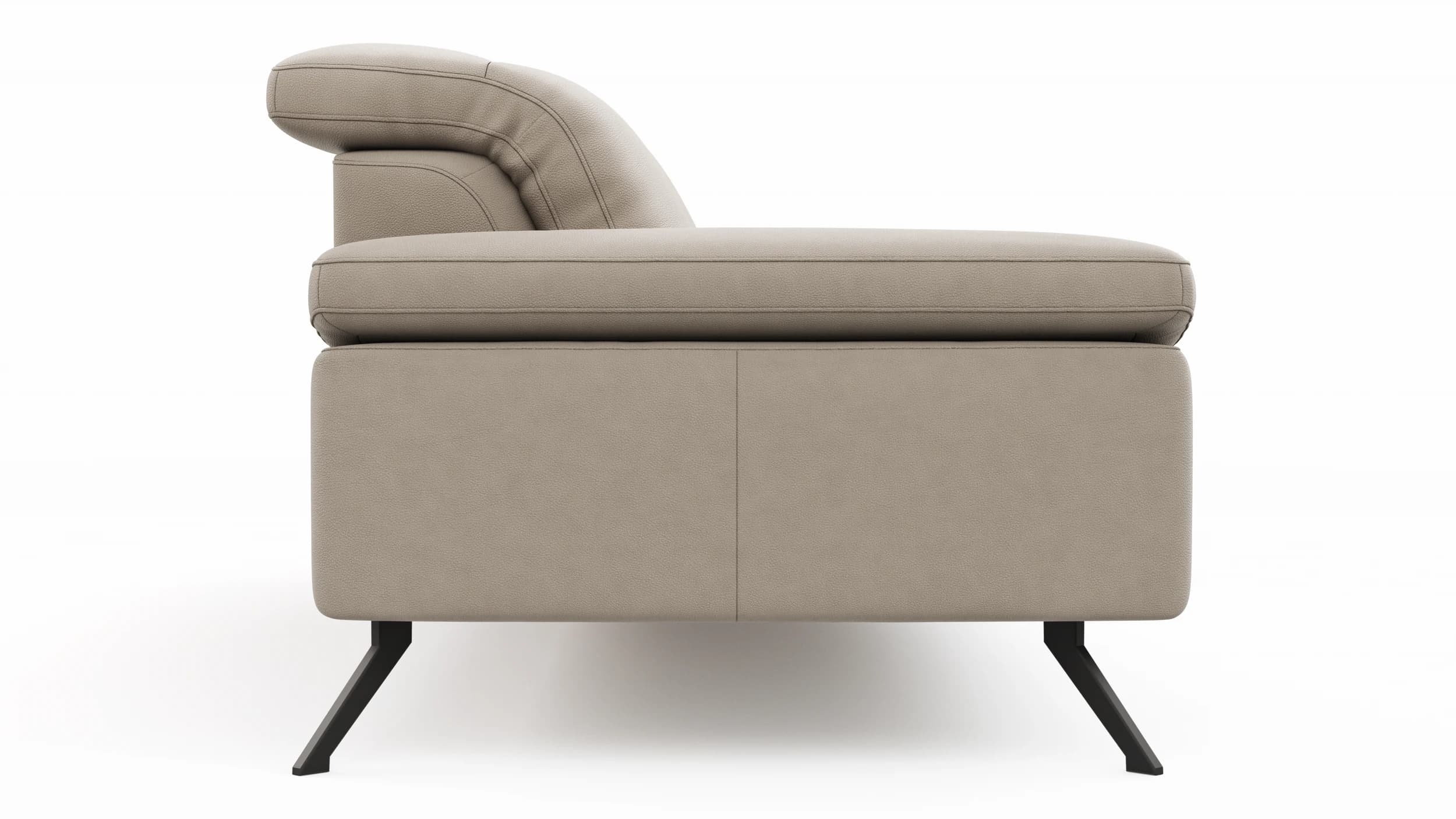Sofa Rafaela 2.0 - 3-Sitzer inkl. Kopfteil verstellbar, Leder, Champagner