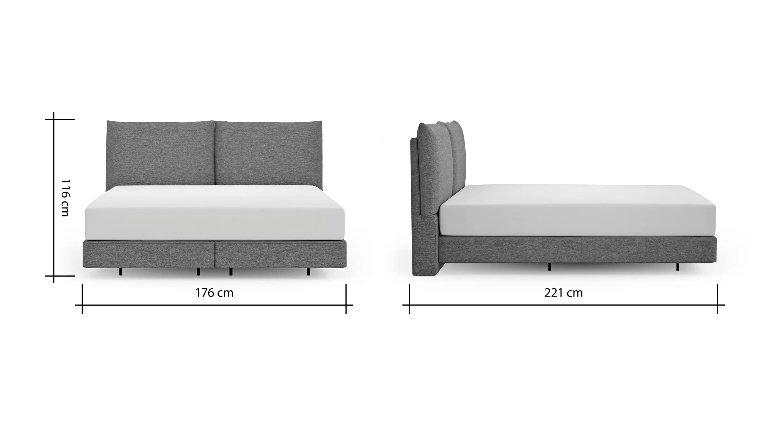 Boxspringbett Alpin - Liegefläche 160x200cm, Stoff, Anthrazit