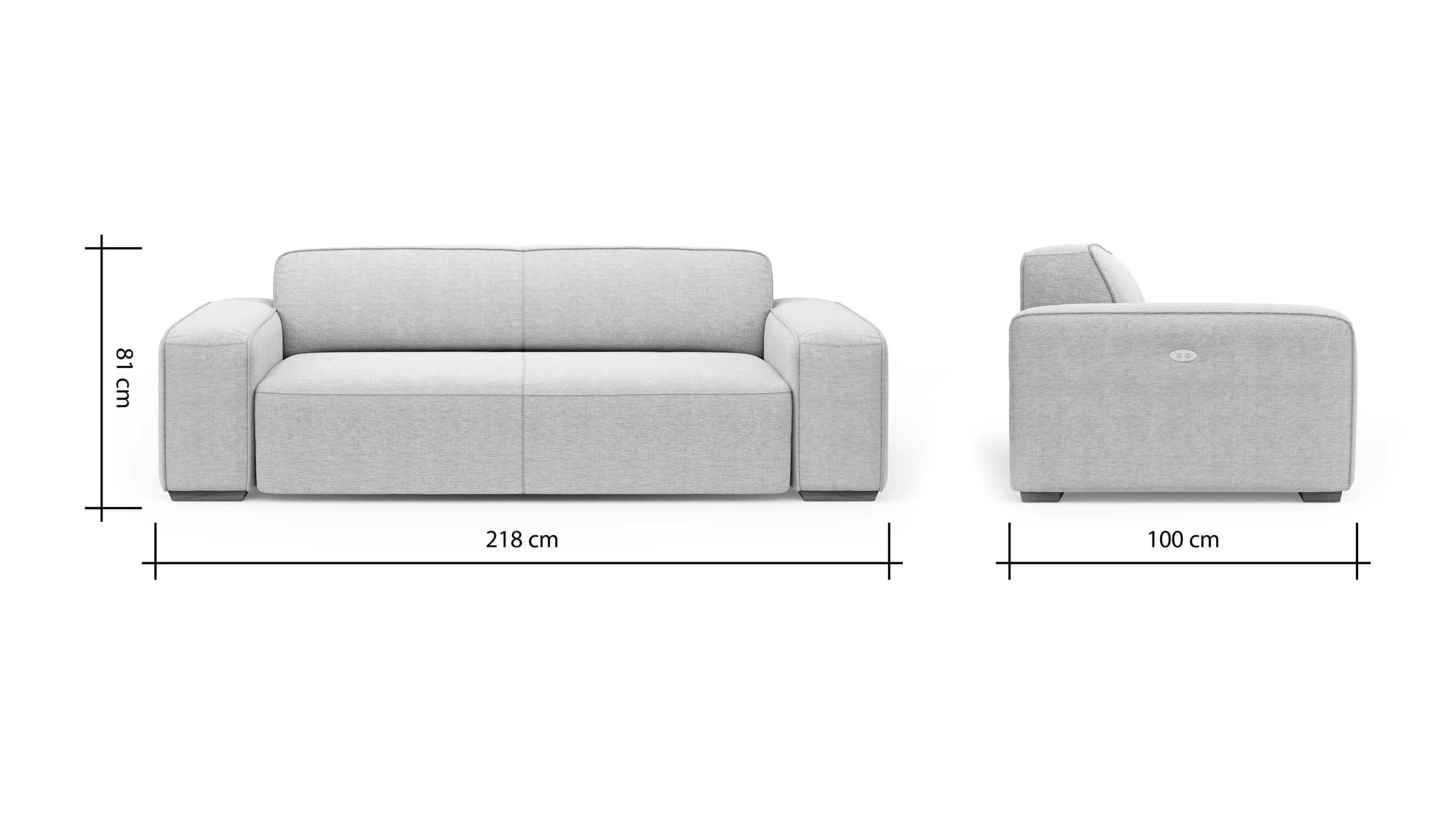 Sofa Denver - 2,5-Sitzer, inkl. Sitzvorzug (motorisch), Stoff, Natur