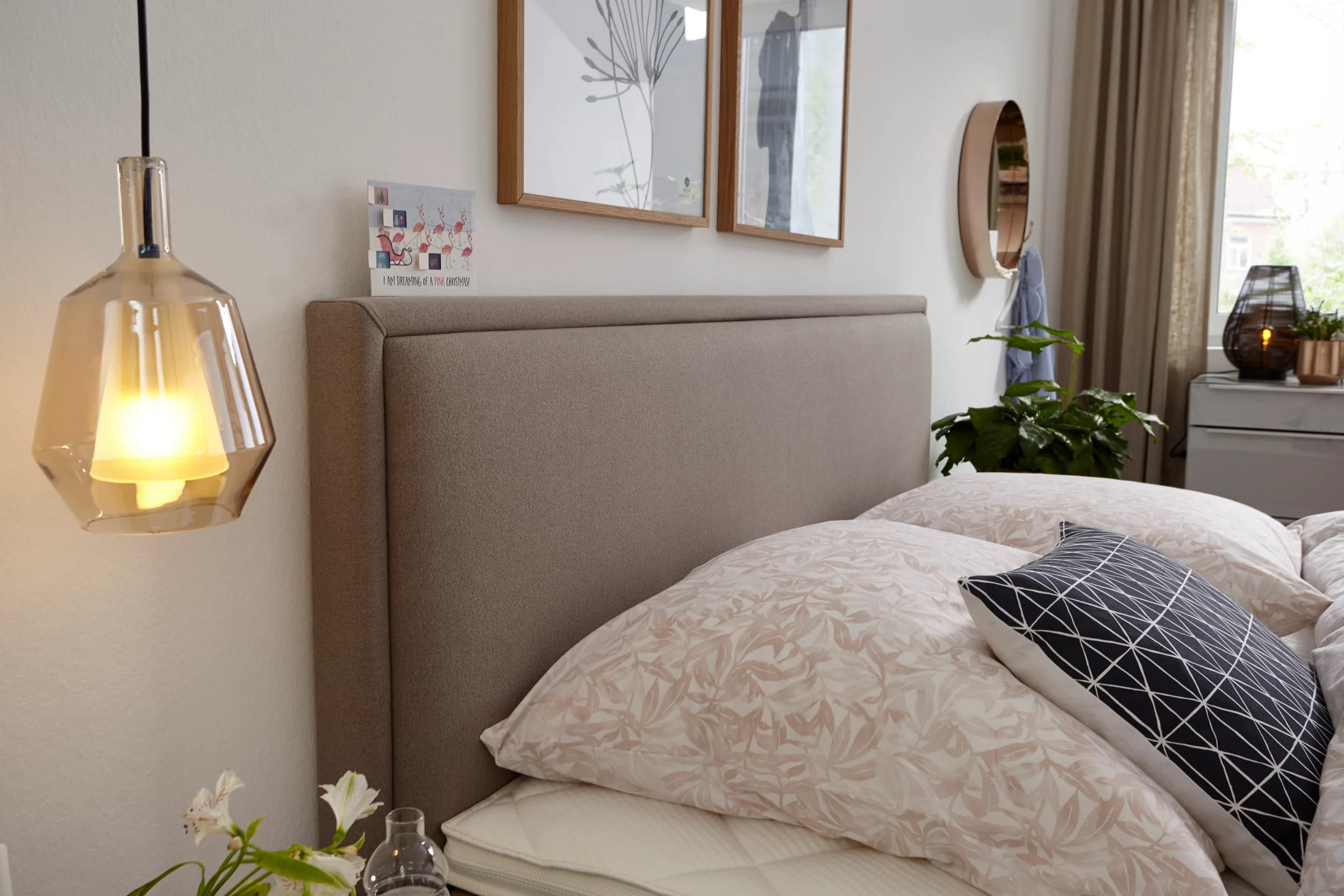Boxspringbett Valencia - Liegefläche ca. 160x200 cm, Stoff, Mauve