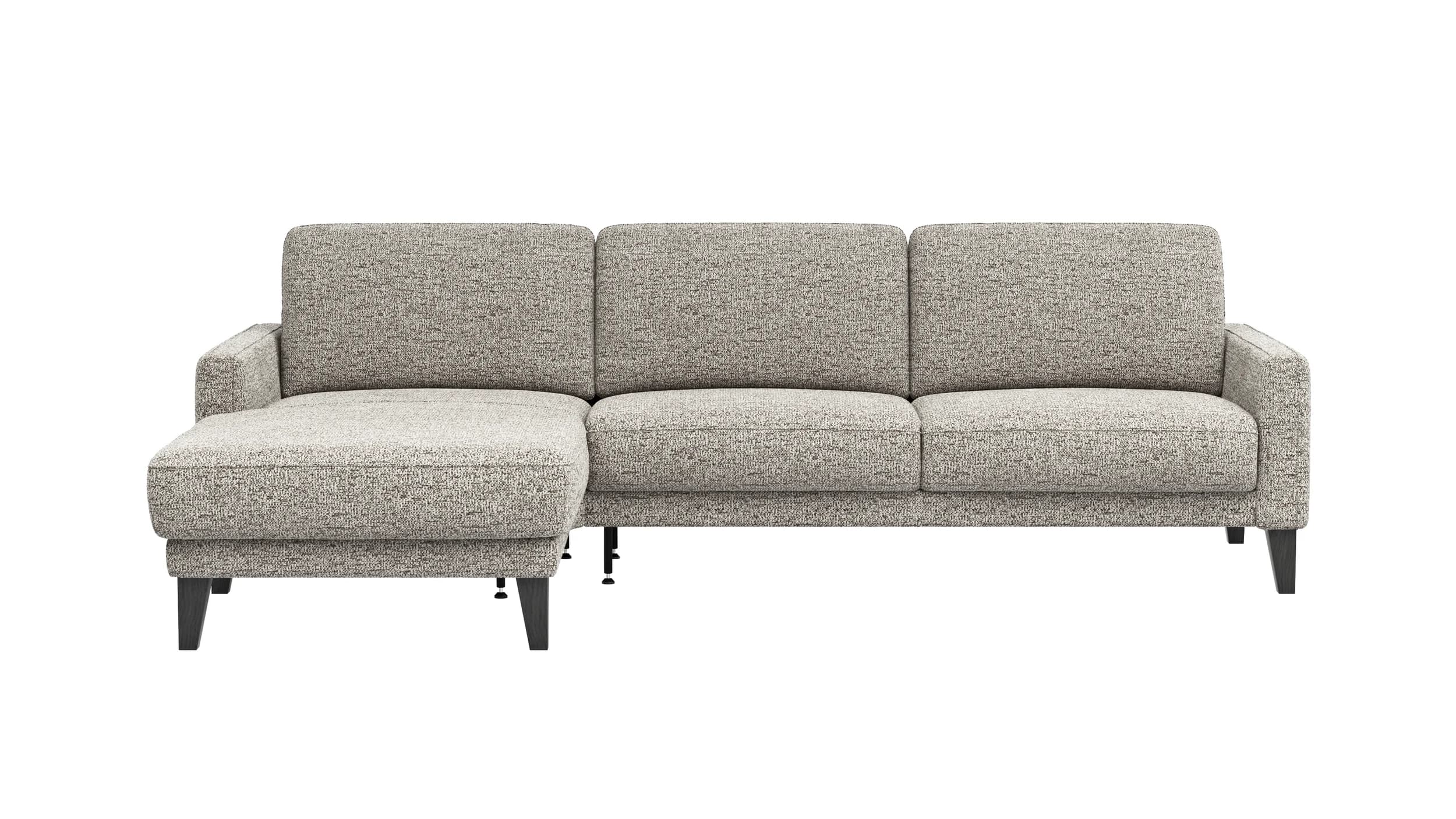 Ecksofa Matero - Longchair mit 2,5-Sitzer rechts, Stoff, Graubeige