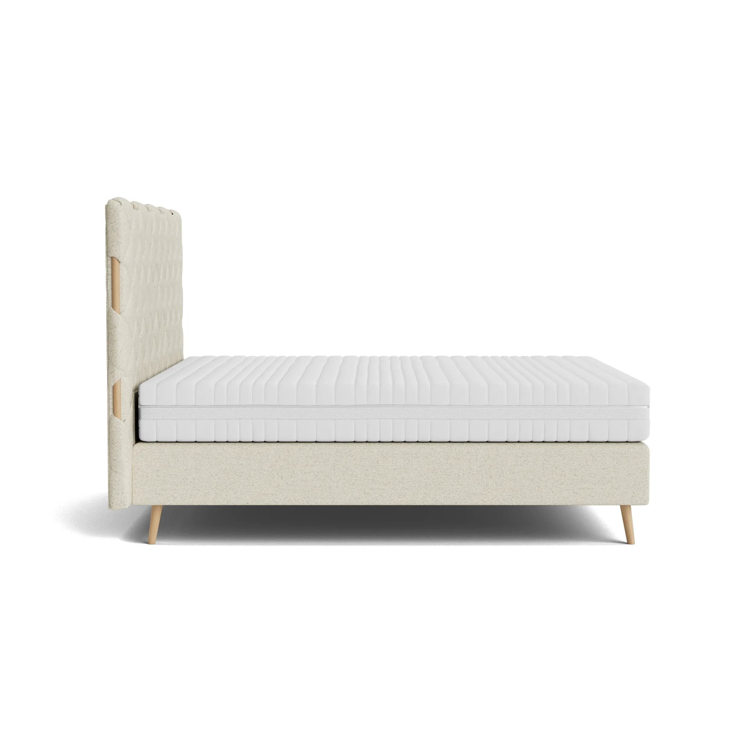 Boxspringbett Soria - Liegefläche ca. 180x200 cm, Stoff, Ecru