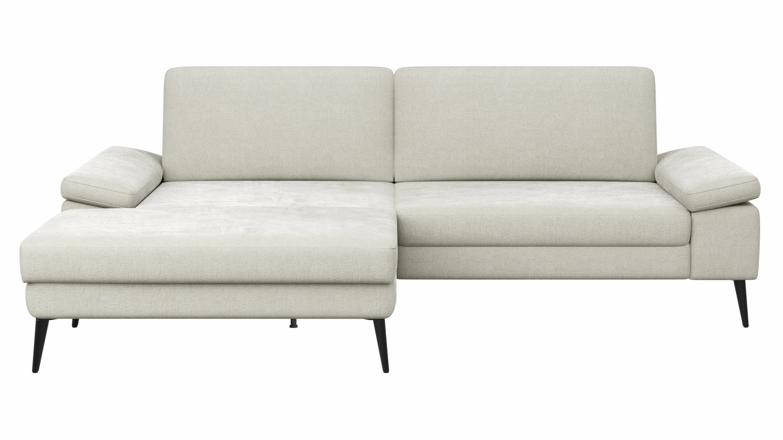 Ecksofa Houston - Longchair groß links mit 1,75-Sitzer, inkl. Sitztiefenverstellung und Armlehne klappbar, Stoff, Natur